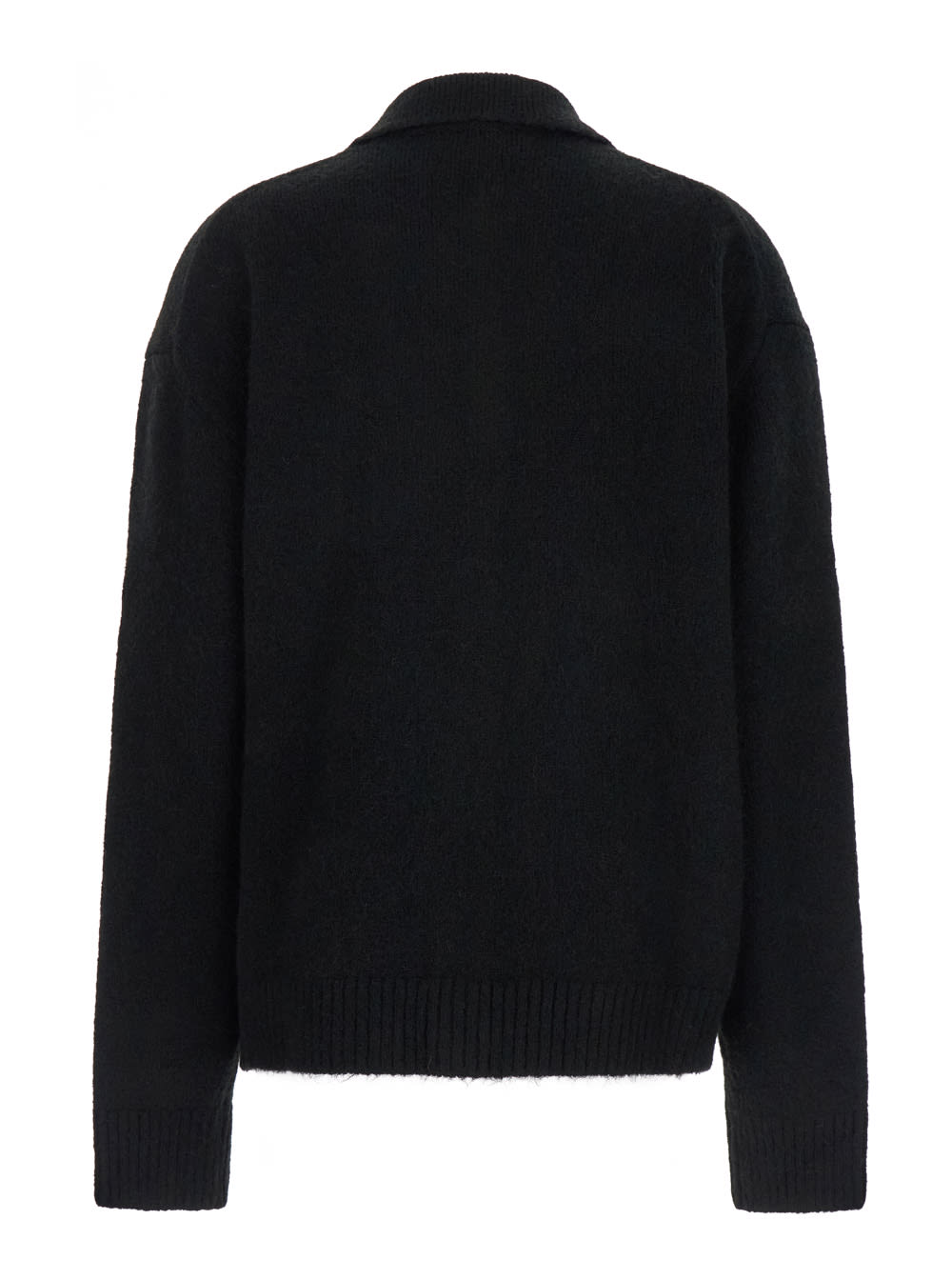 Shop Dunst Black Cardigan With Spread Collar In Wool Blend Man