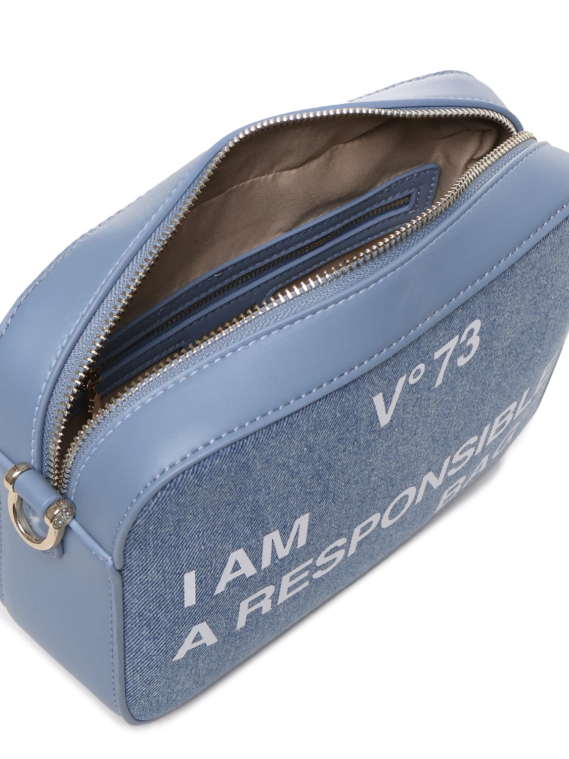 V73 Responsibility Logo-print Shoulder Bag In Denim