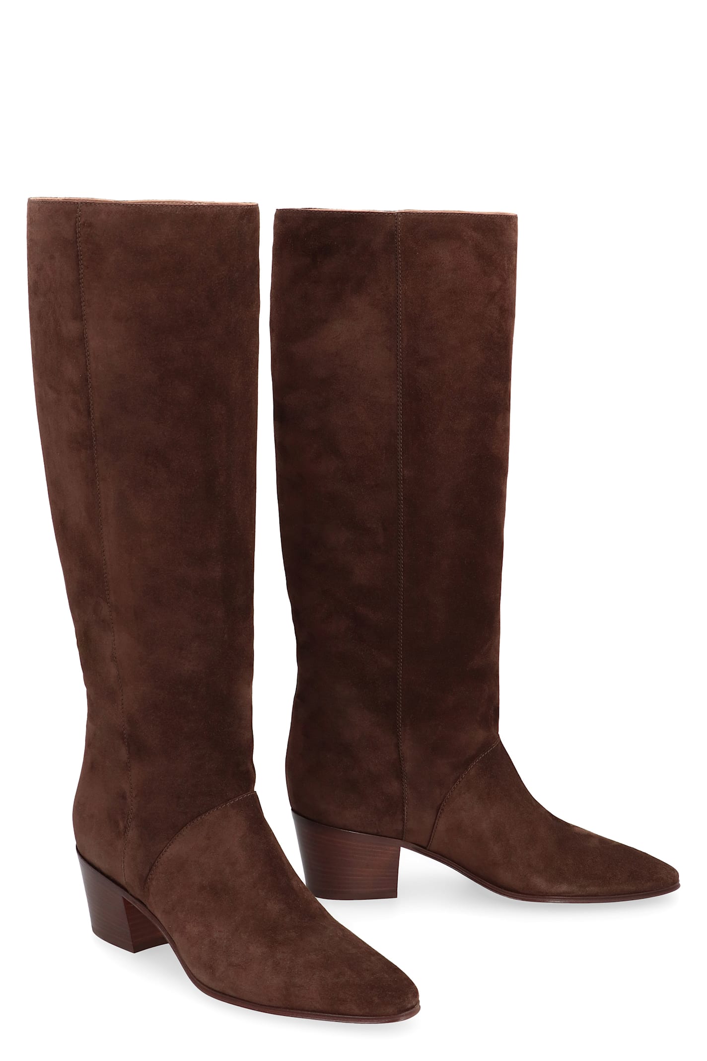 Shop Casadei Nomad Suede Knee High Boots In Brown