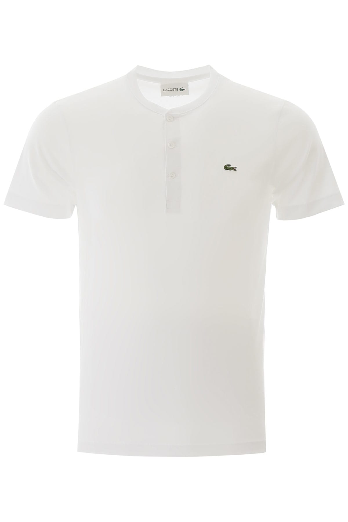 LACOSTE HENLEY T-SHIRT WITH LOGO PATCH,11305821