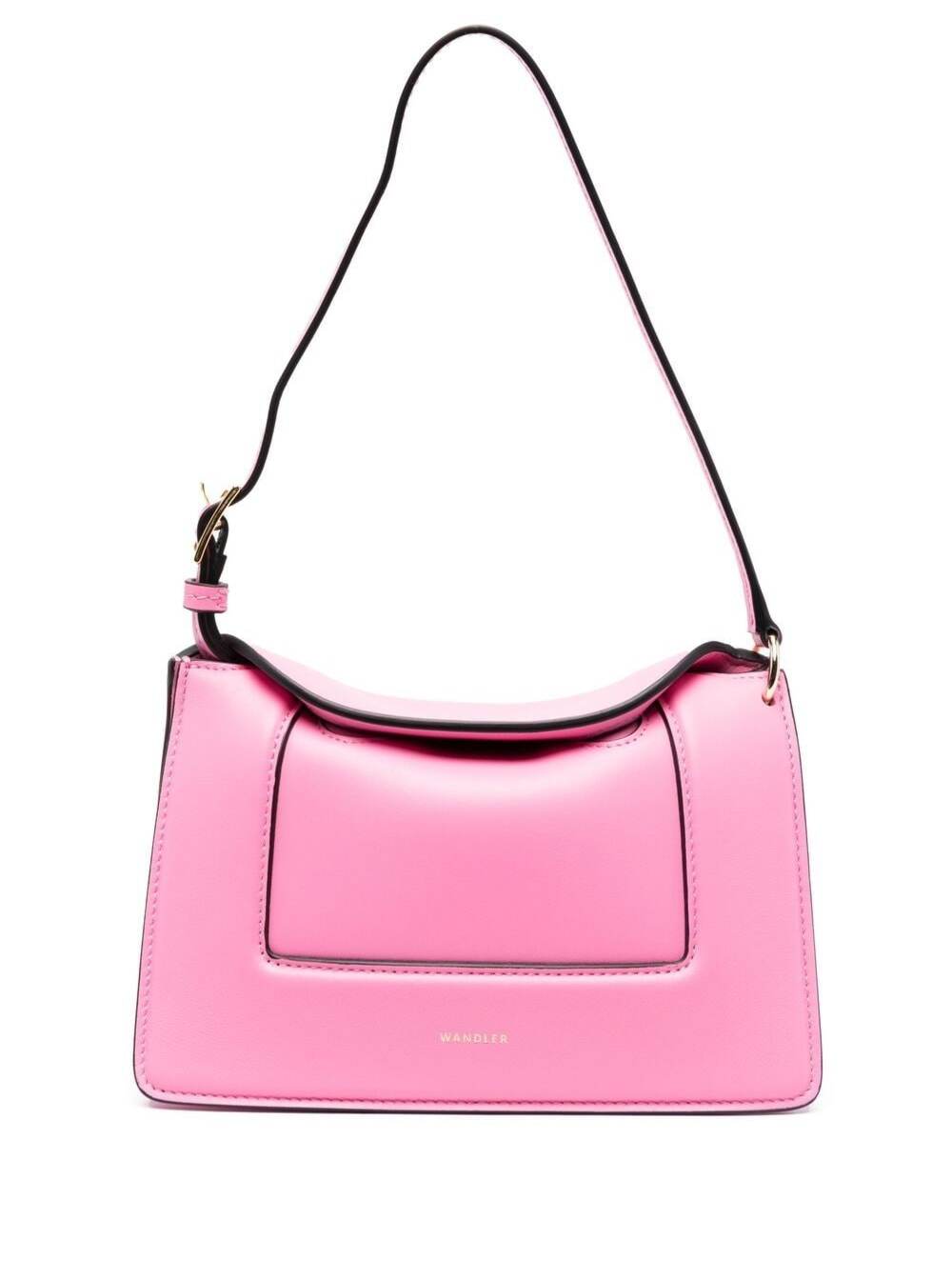 micro Penelope Pink Shoulder Bag With Logo Print In Leather Woman Wandler