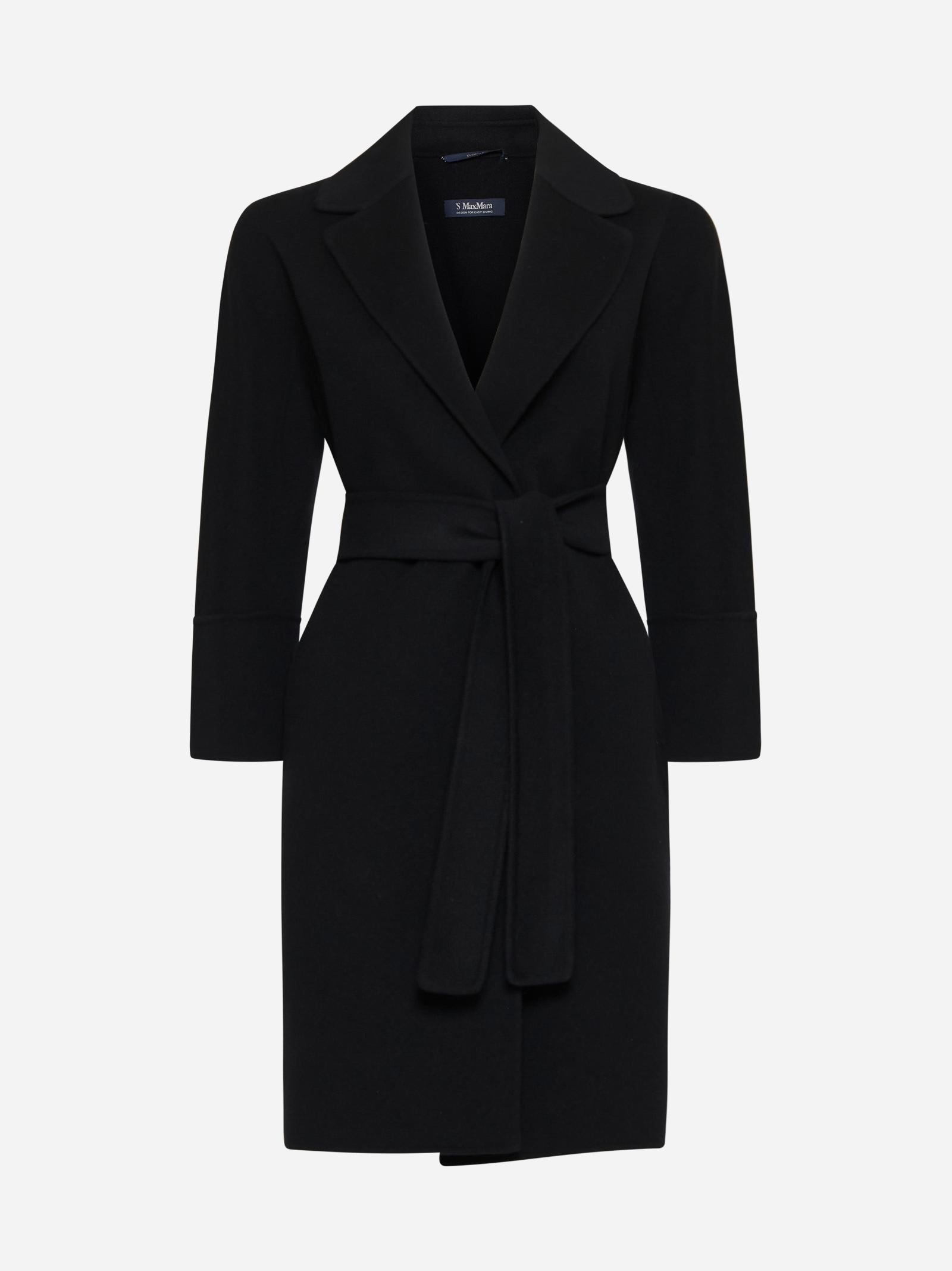 S Max Mara Arona Black Coat In Black