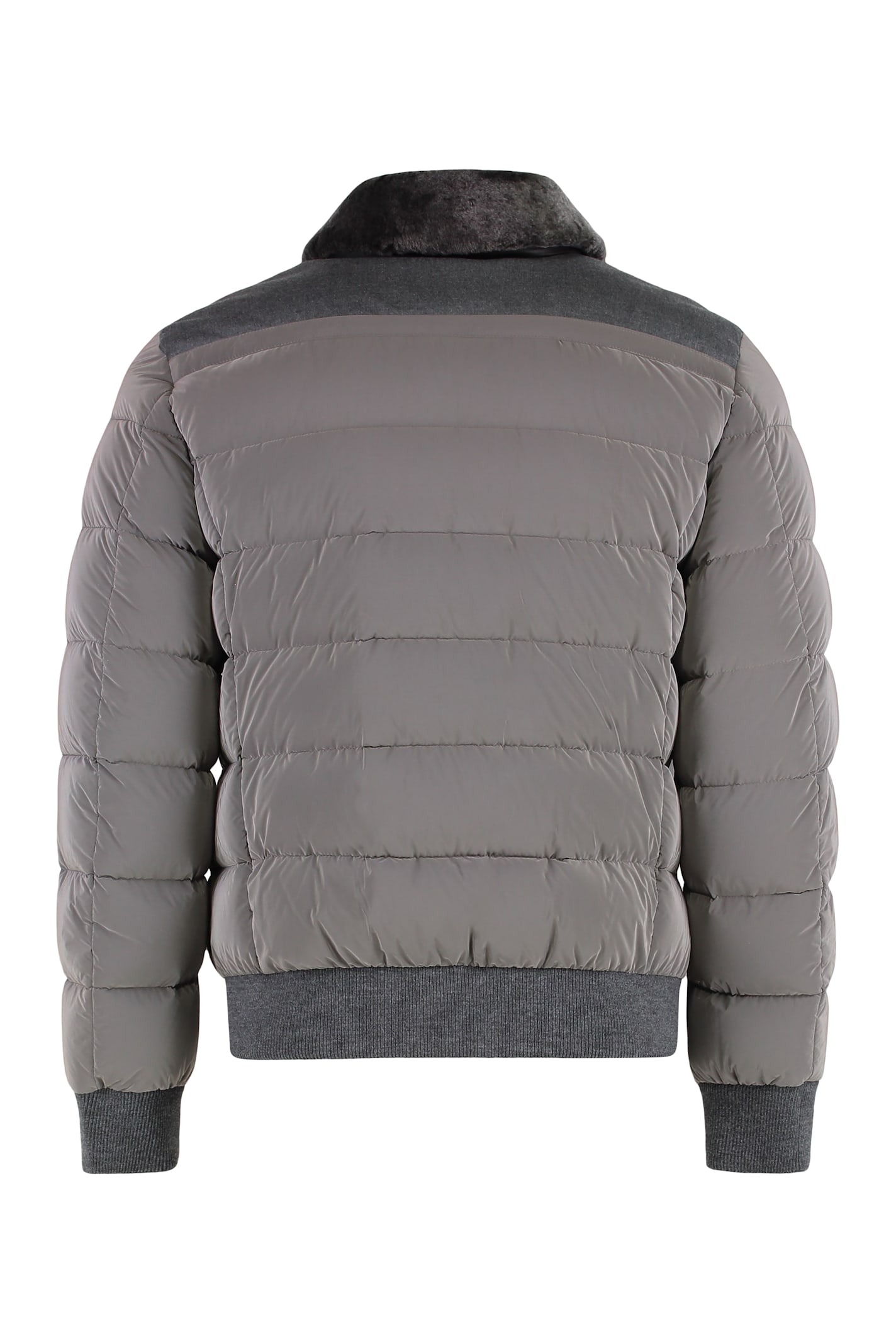 Moorer Zip And Snap Button Fastening Down Jacket In Gray
