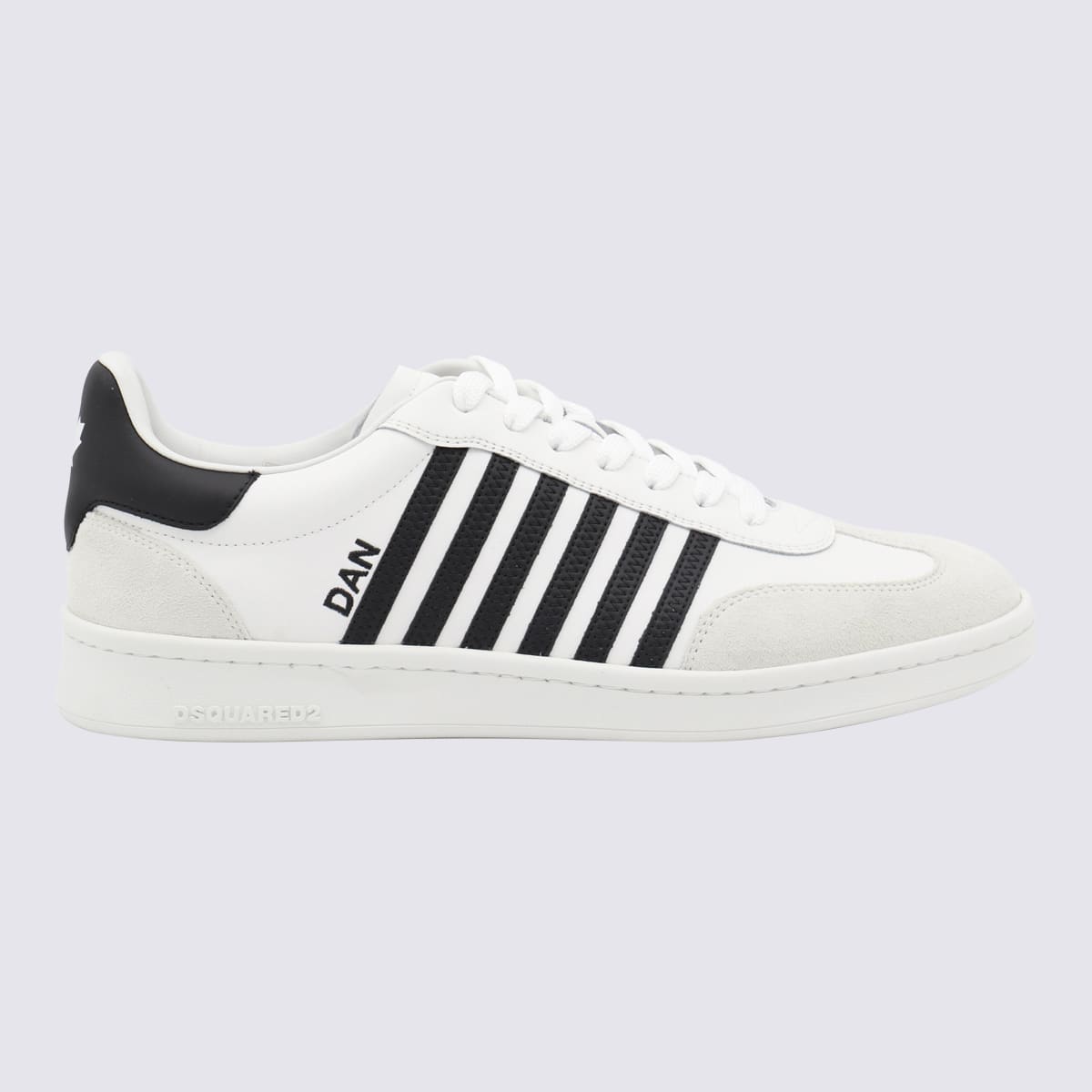 Shop Dsquared2 White Leather Sneakers In White+black