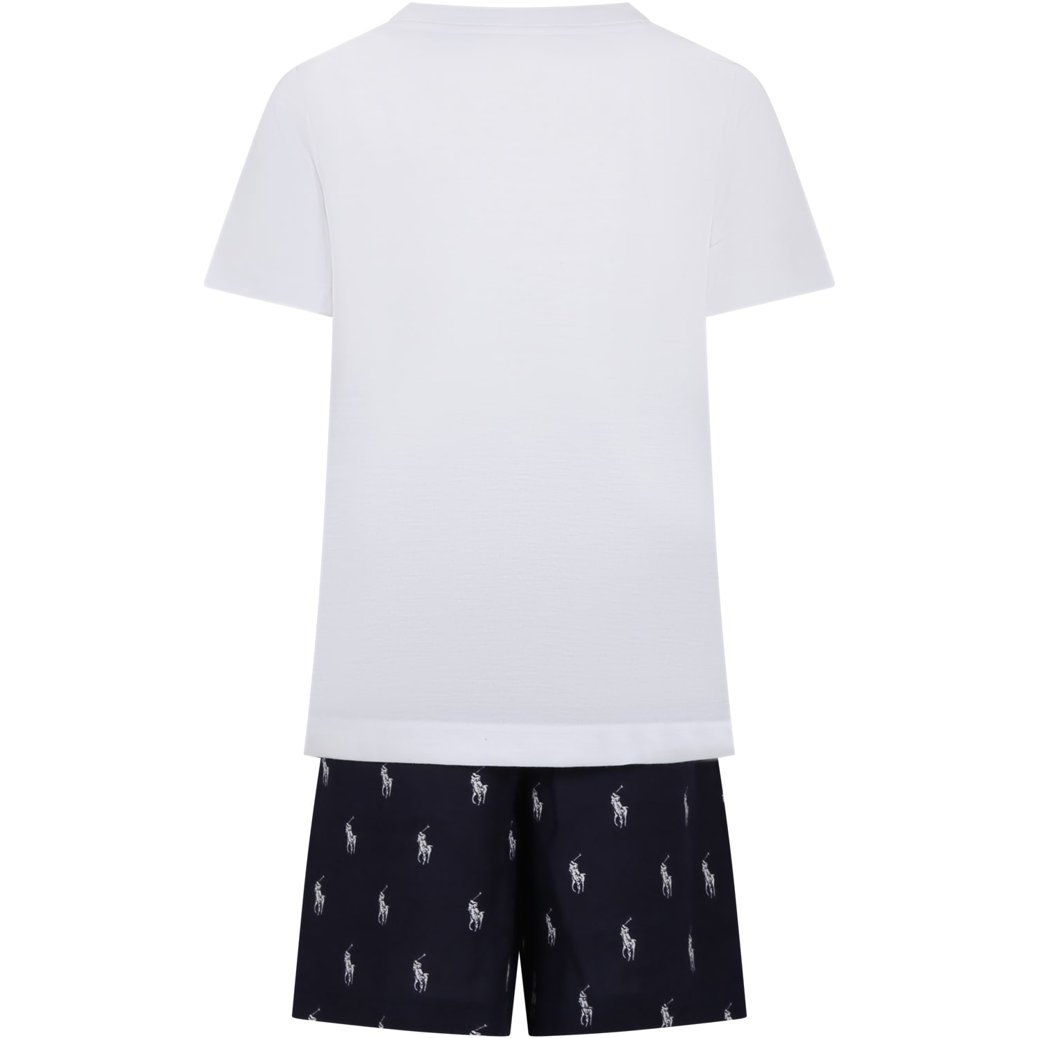 Shop Ralph Lauren White Pajamas For Boy With Logo In Blue