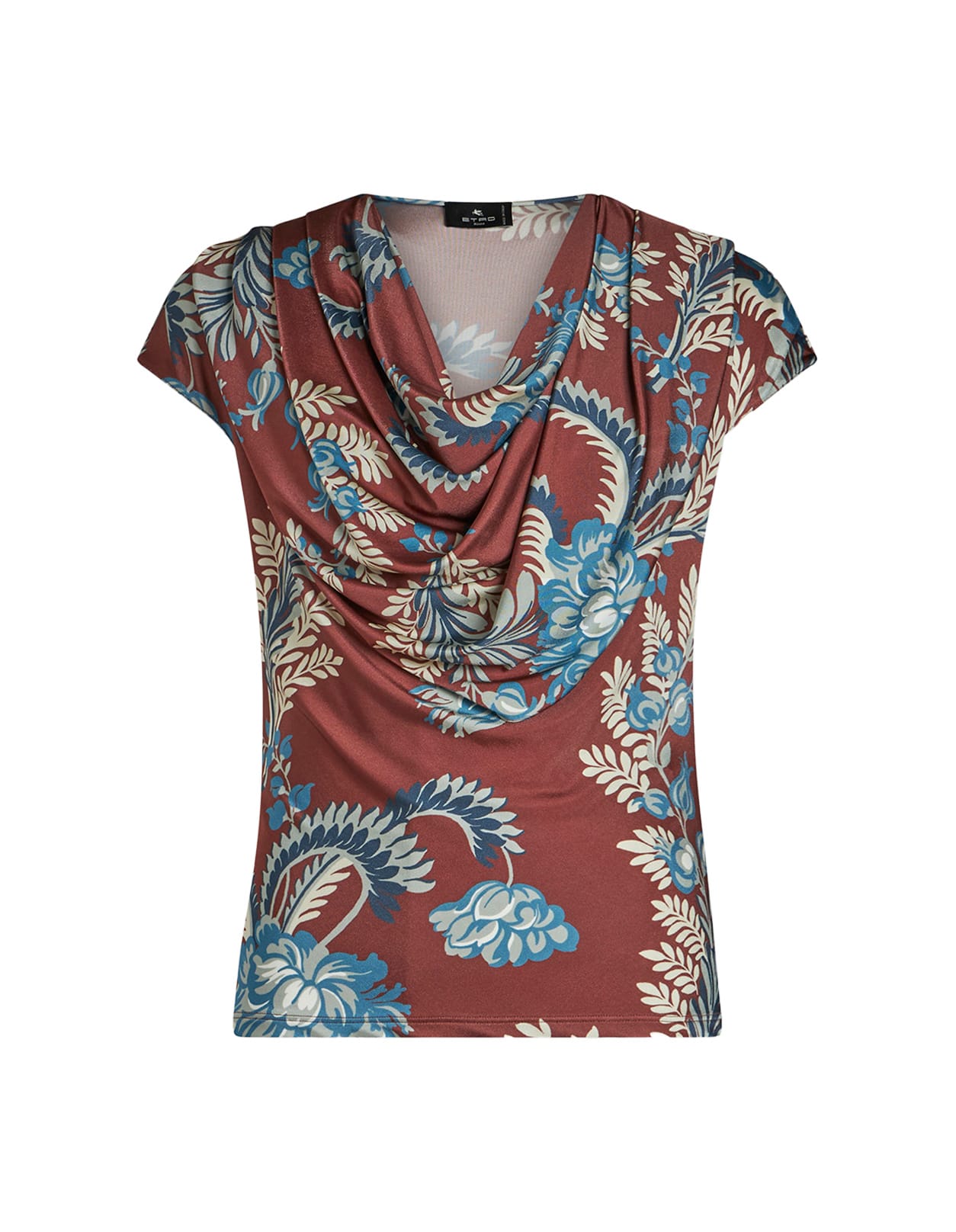 Shop Etro Burgundy Printed Jersey Top In Red