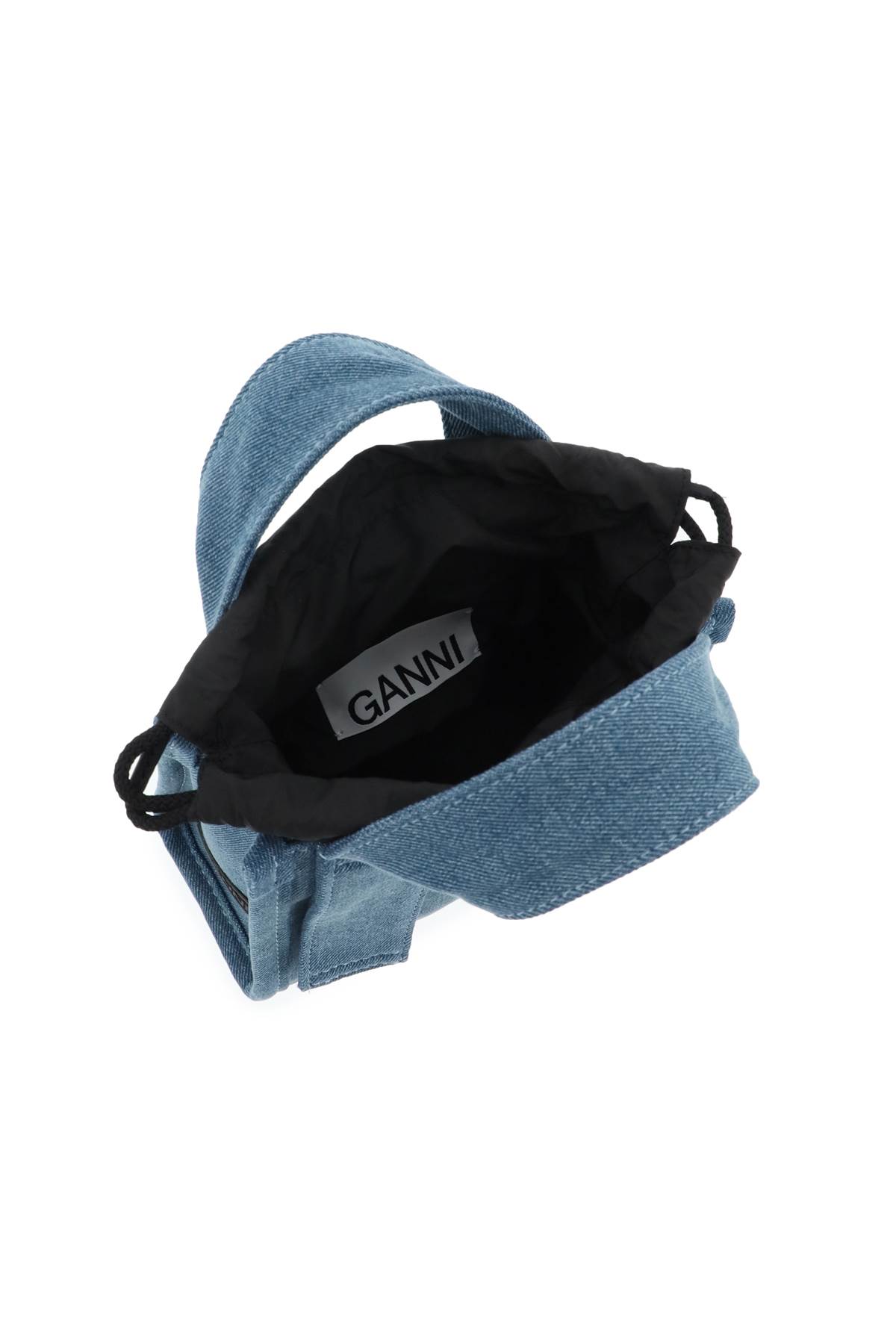 Shop Ganni Denim Tech Mini Tote Bag In Denim (blue)