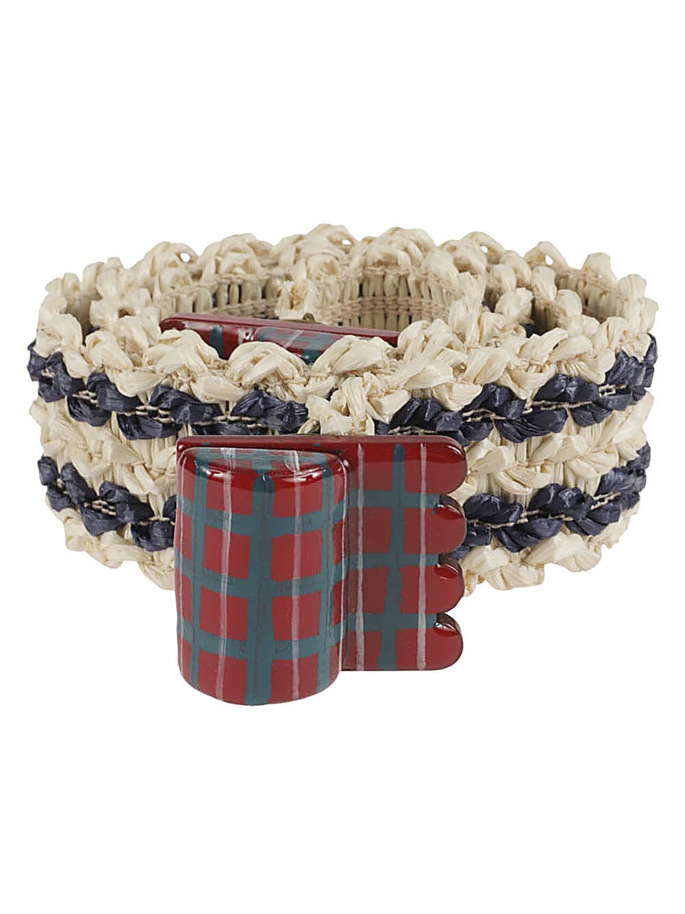 Exquisite J Striped Raffia Belt In Multi