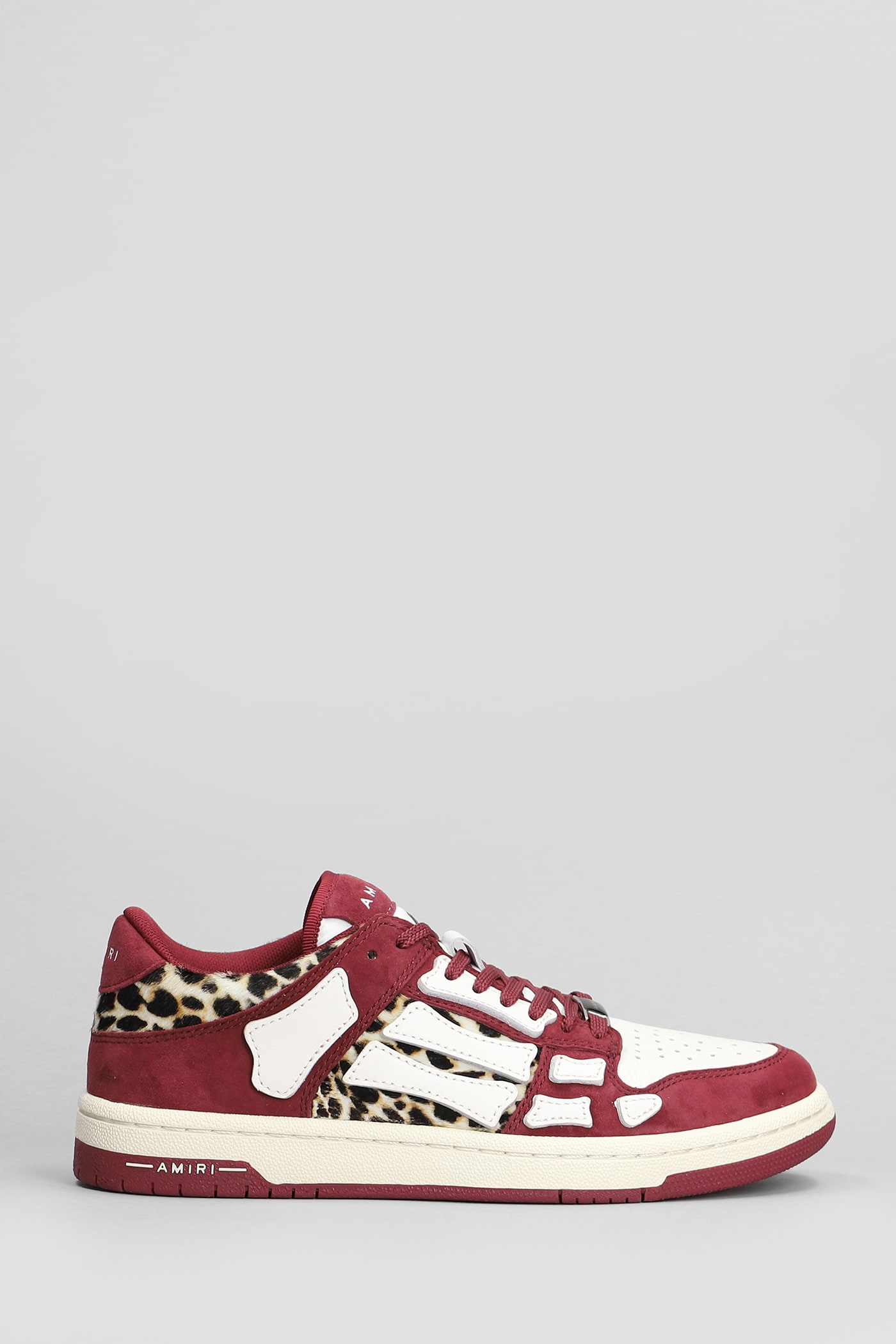 Shop Amiri Leopard Skel Top Low Sneakers In Bordeaux Leather