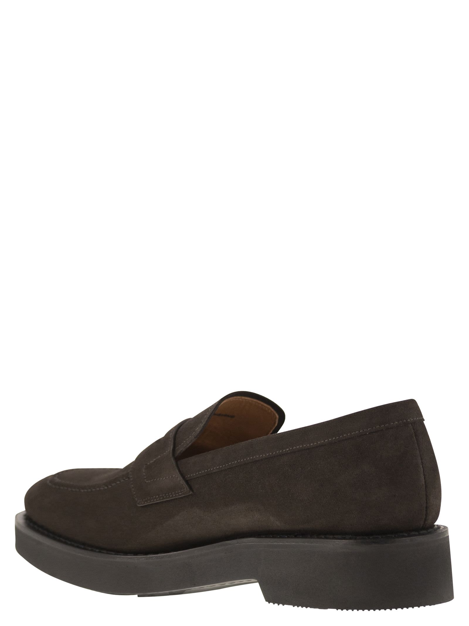 Shop Church's Suede Calfskin Moccasin In Dark Brown