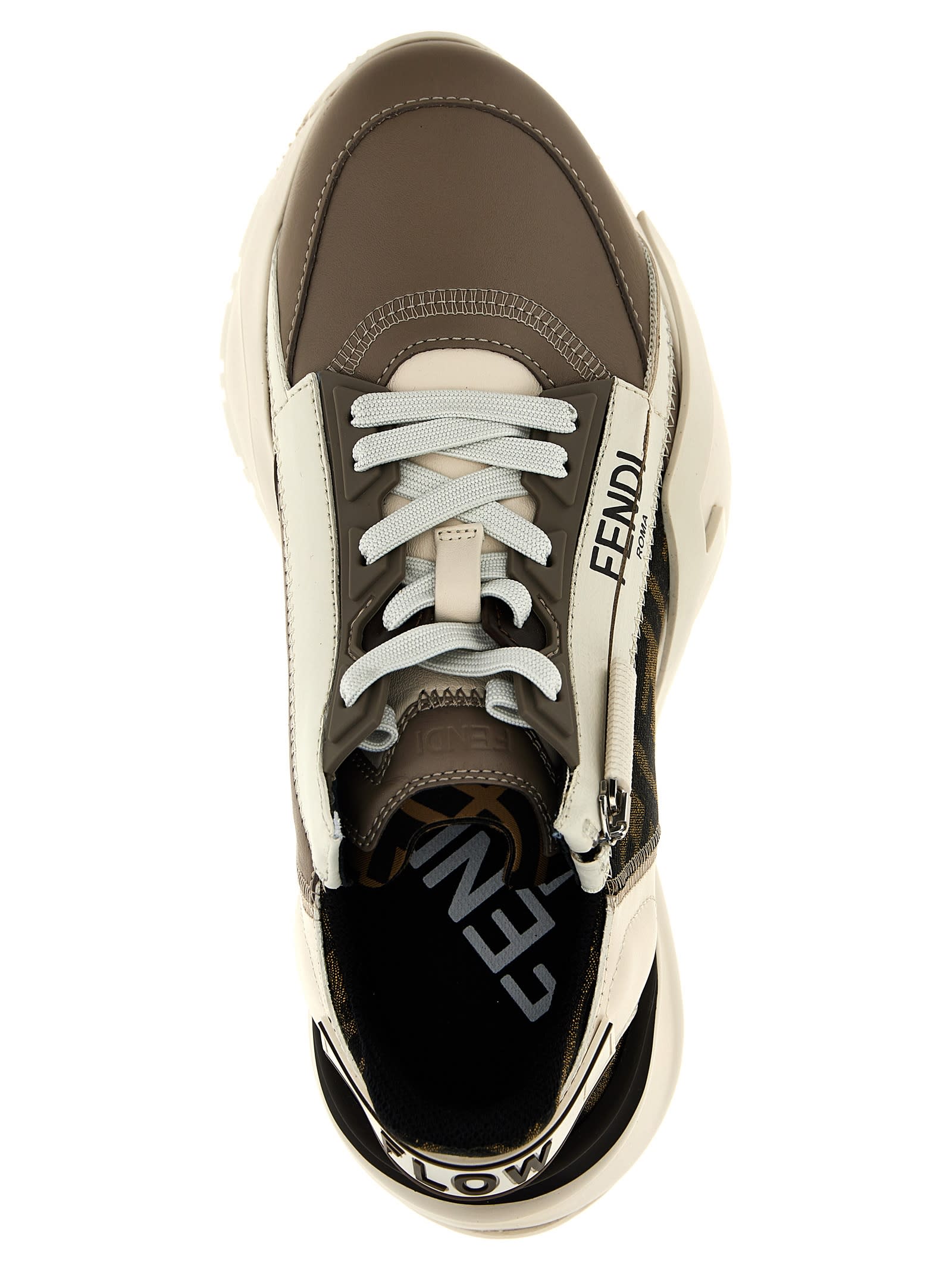 Shop Fendi Flow Sneakers In Beige