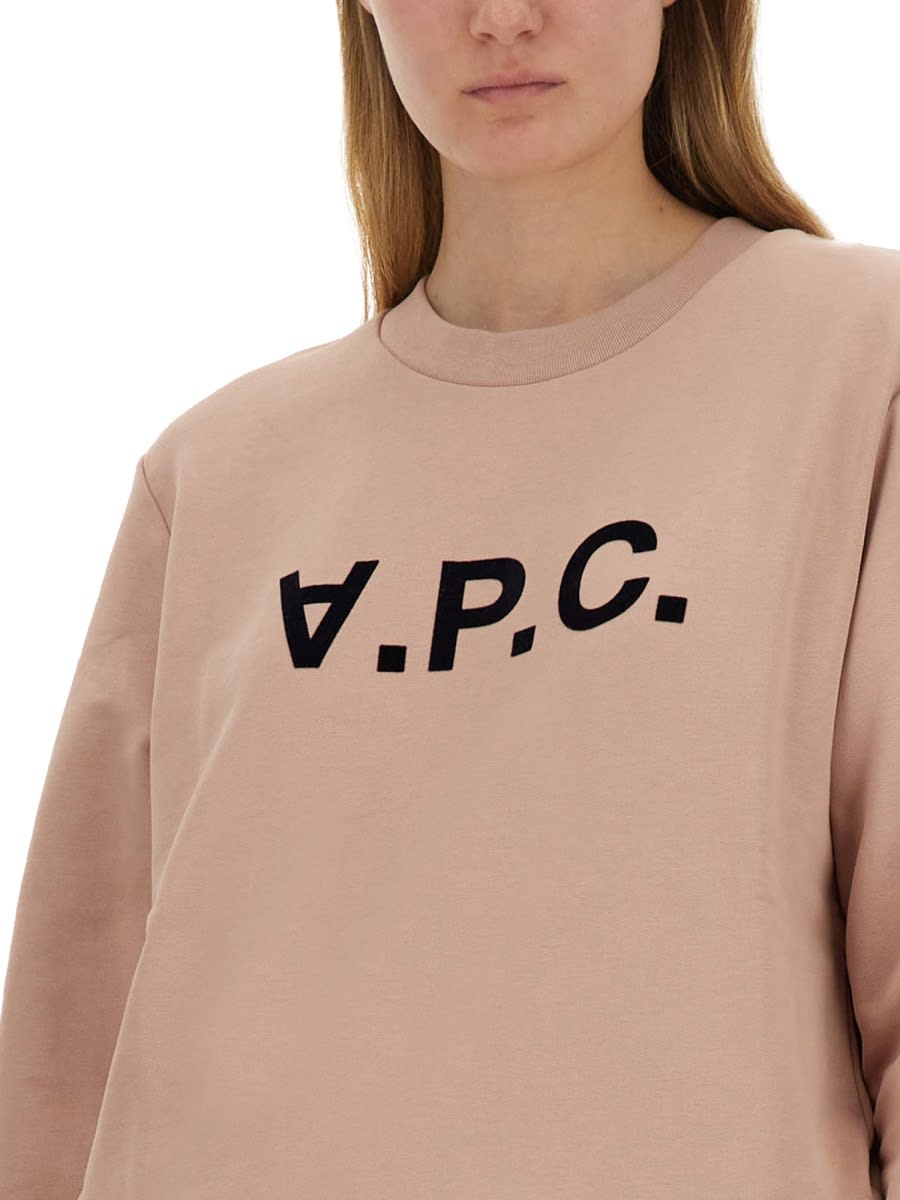 Shop Apc Sweatshirt With Logo In Pink