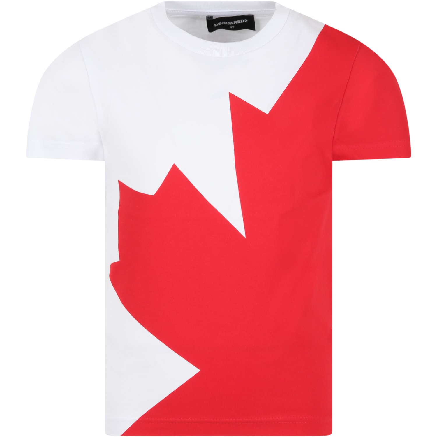 Dsquared2 White T-shirt For Boy With Maple Leaf