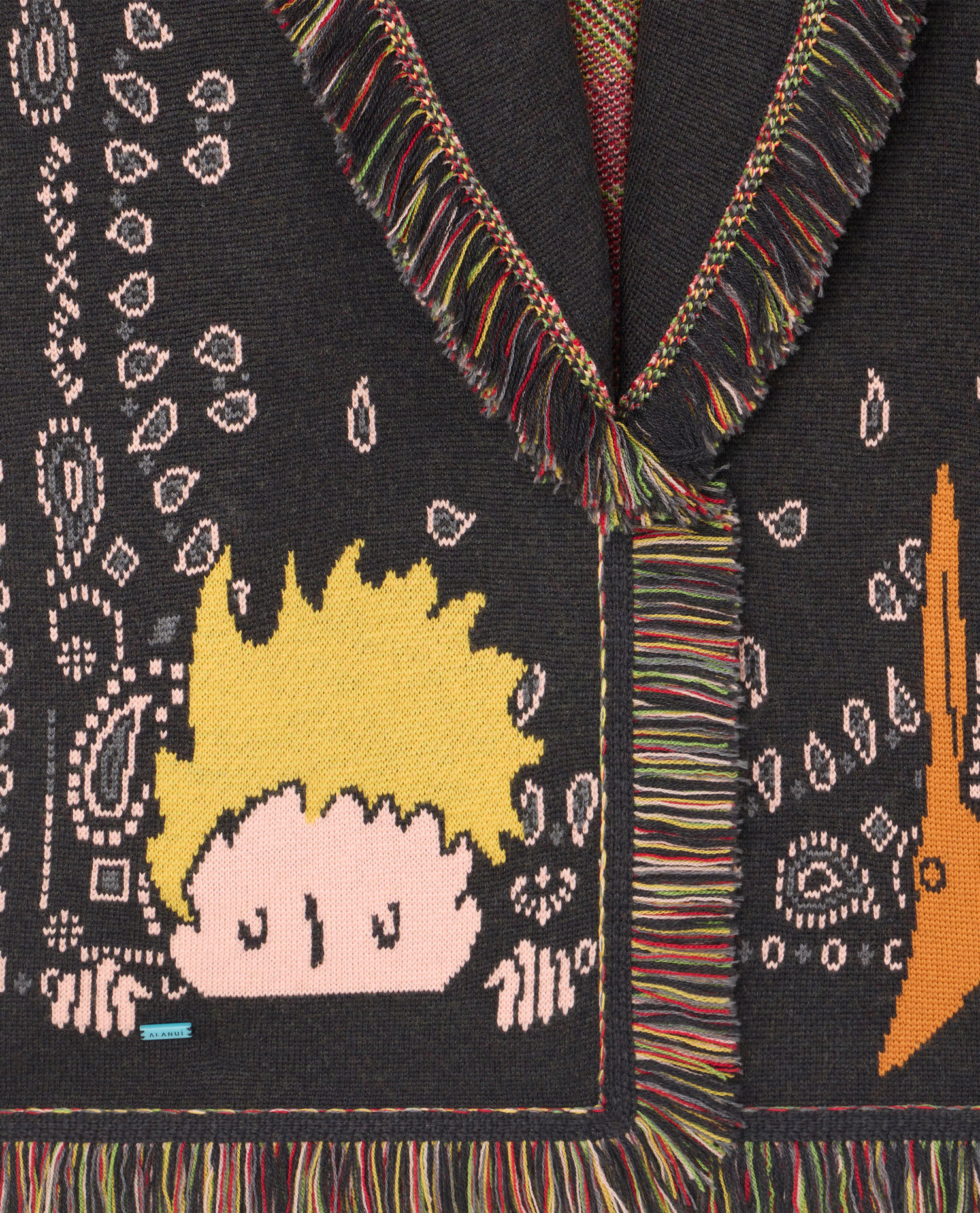 Alanui Little Prince Cardigan Mit Bandana-fransen In Black