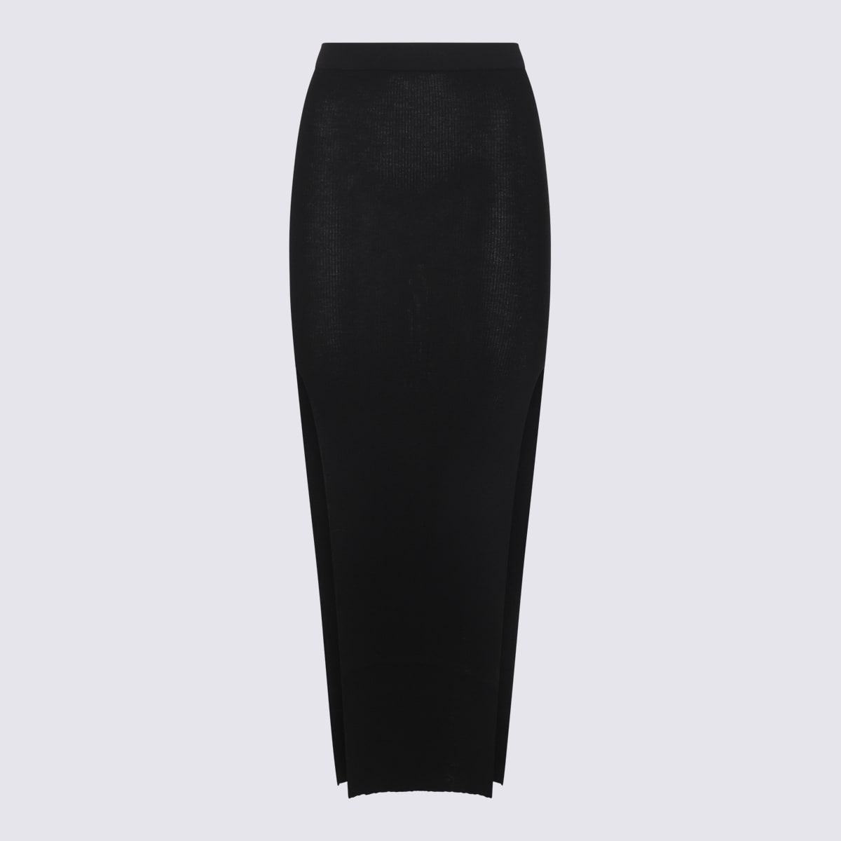 Black Cotton Midi Skirt