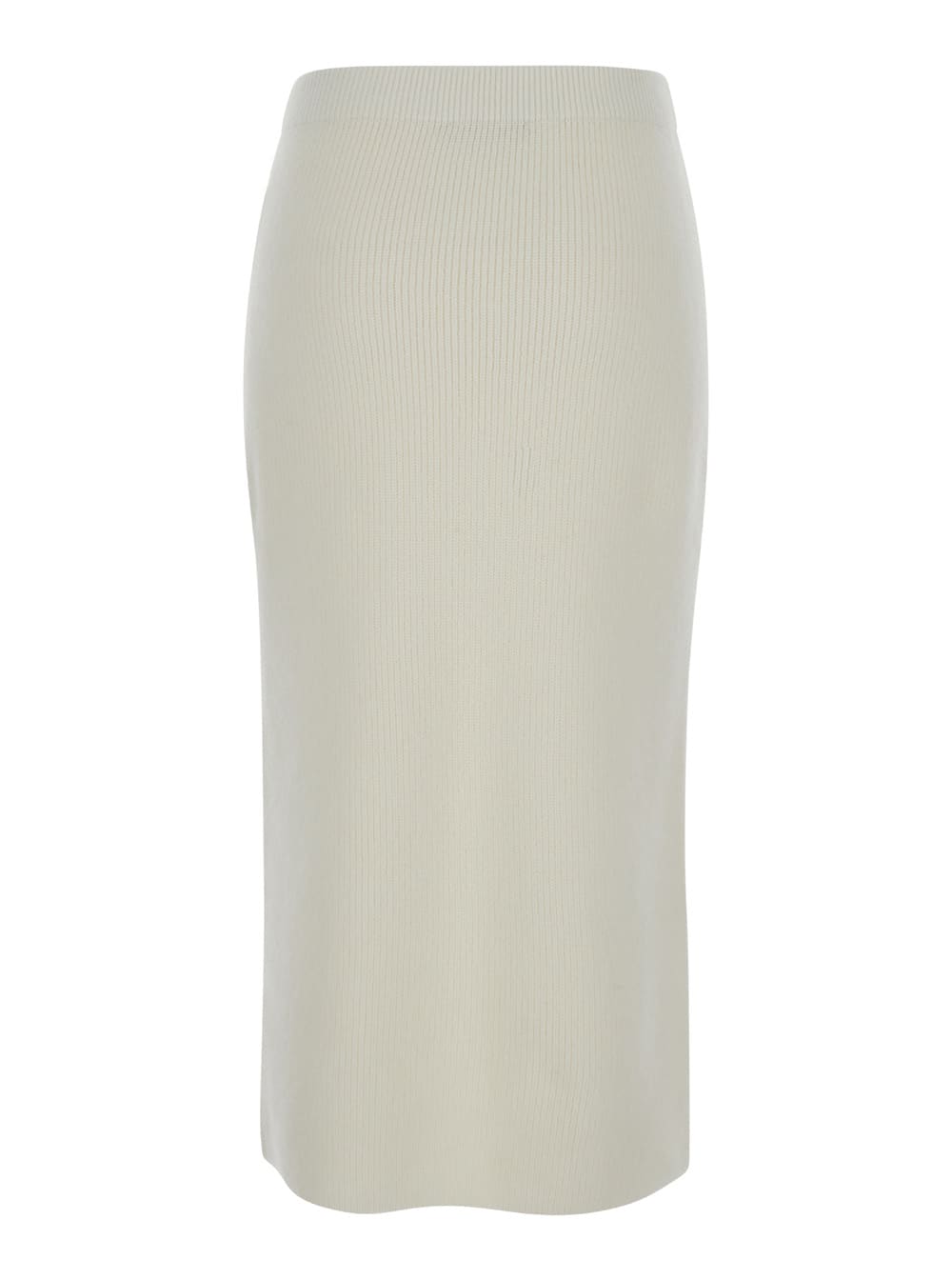 Shop Fabiana Filippi White Pencil Skirt In Ribbed Wool Blend Woman