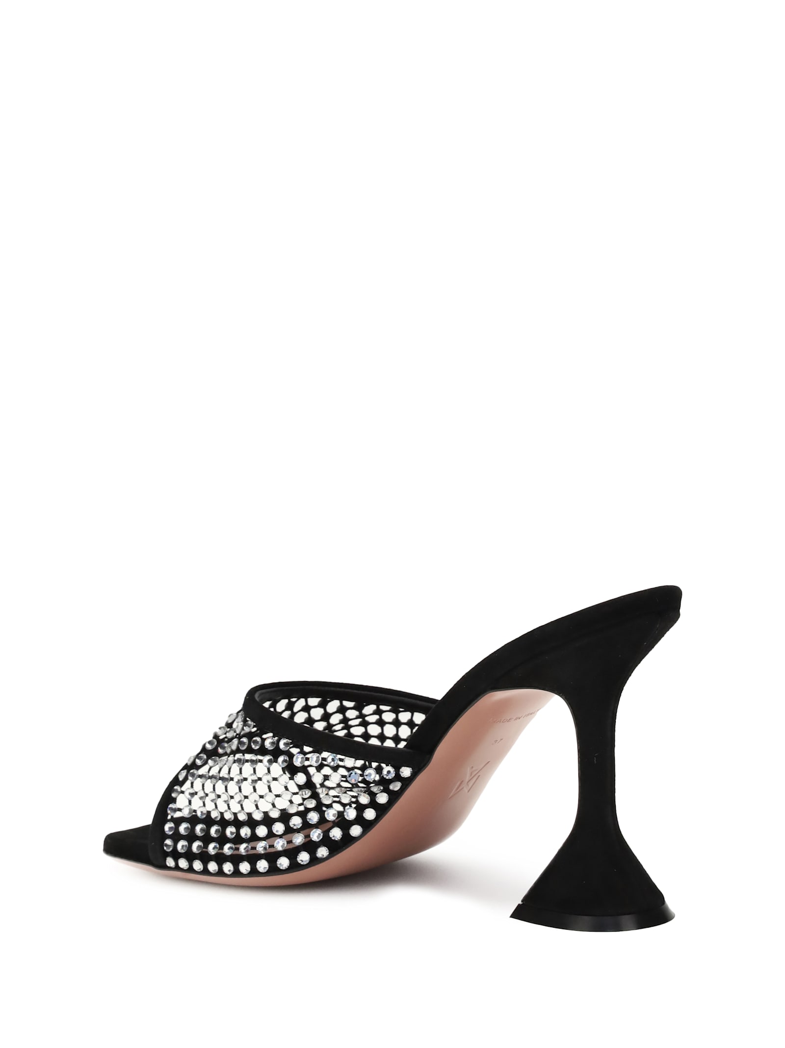 Amina Muaddi Black Slip On Heels