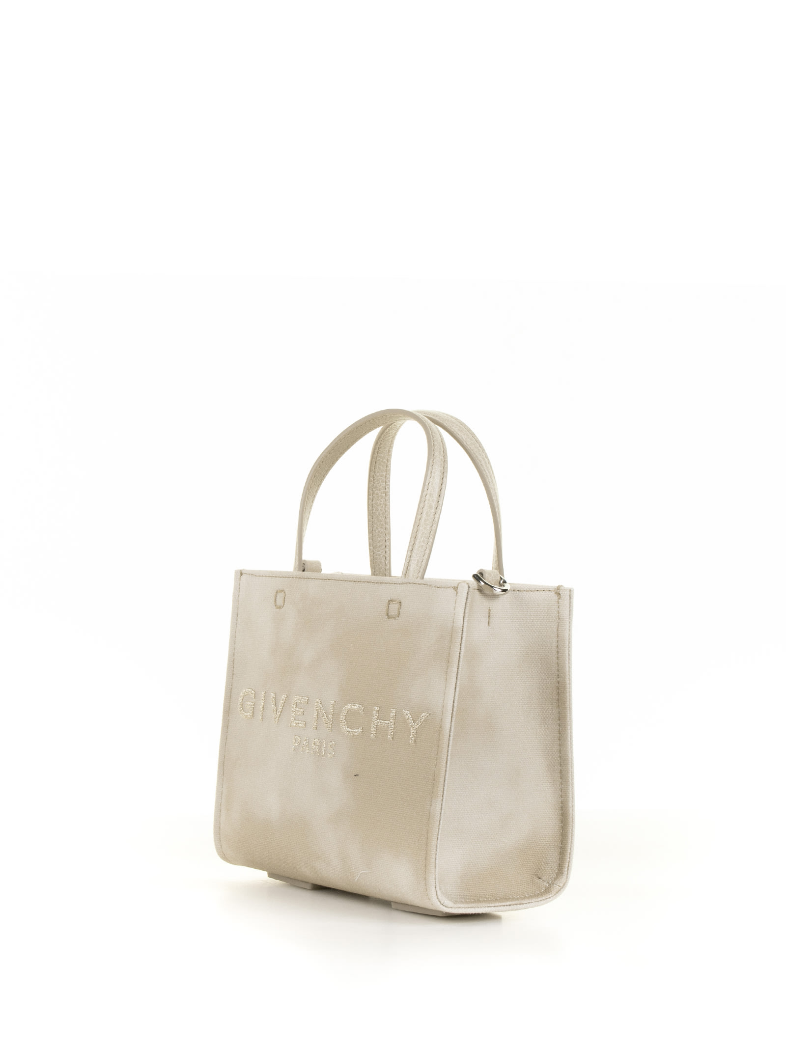 Shop Givenchy Mini Tote Bag In Tie-dye Canvas In Dusty Gold