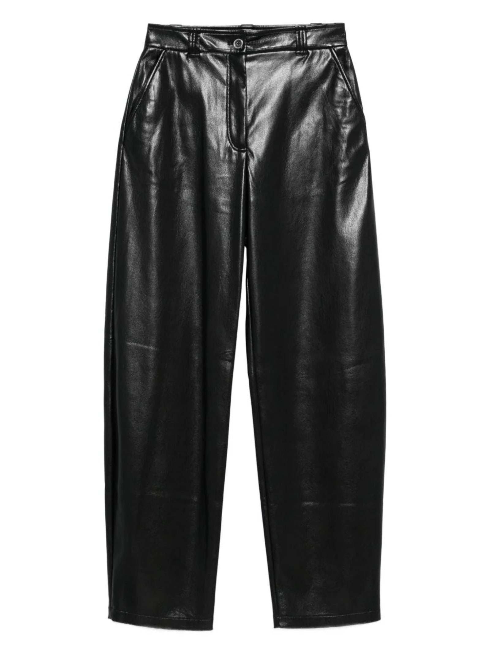 Pinko Leather-effect Trousers In Black