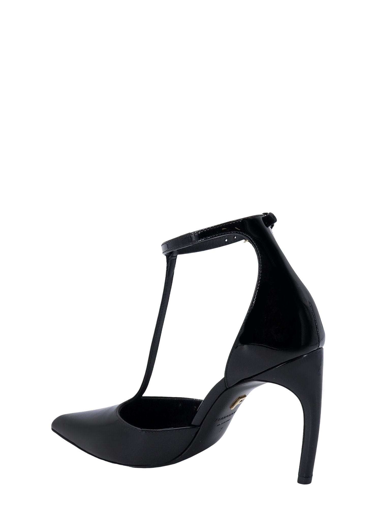 Shop Ferragamo T-strap Décolleté In Black