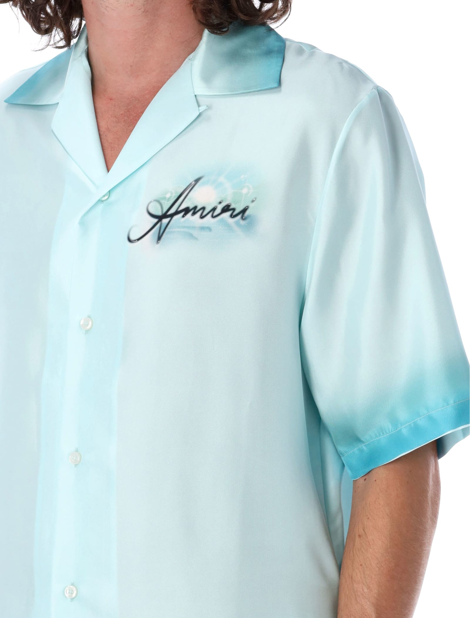 Shop Amiri Resort Club Bowling Shirt In Cerulean