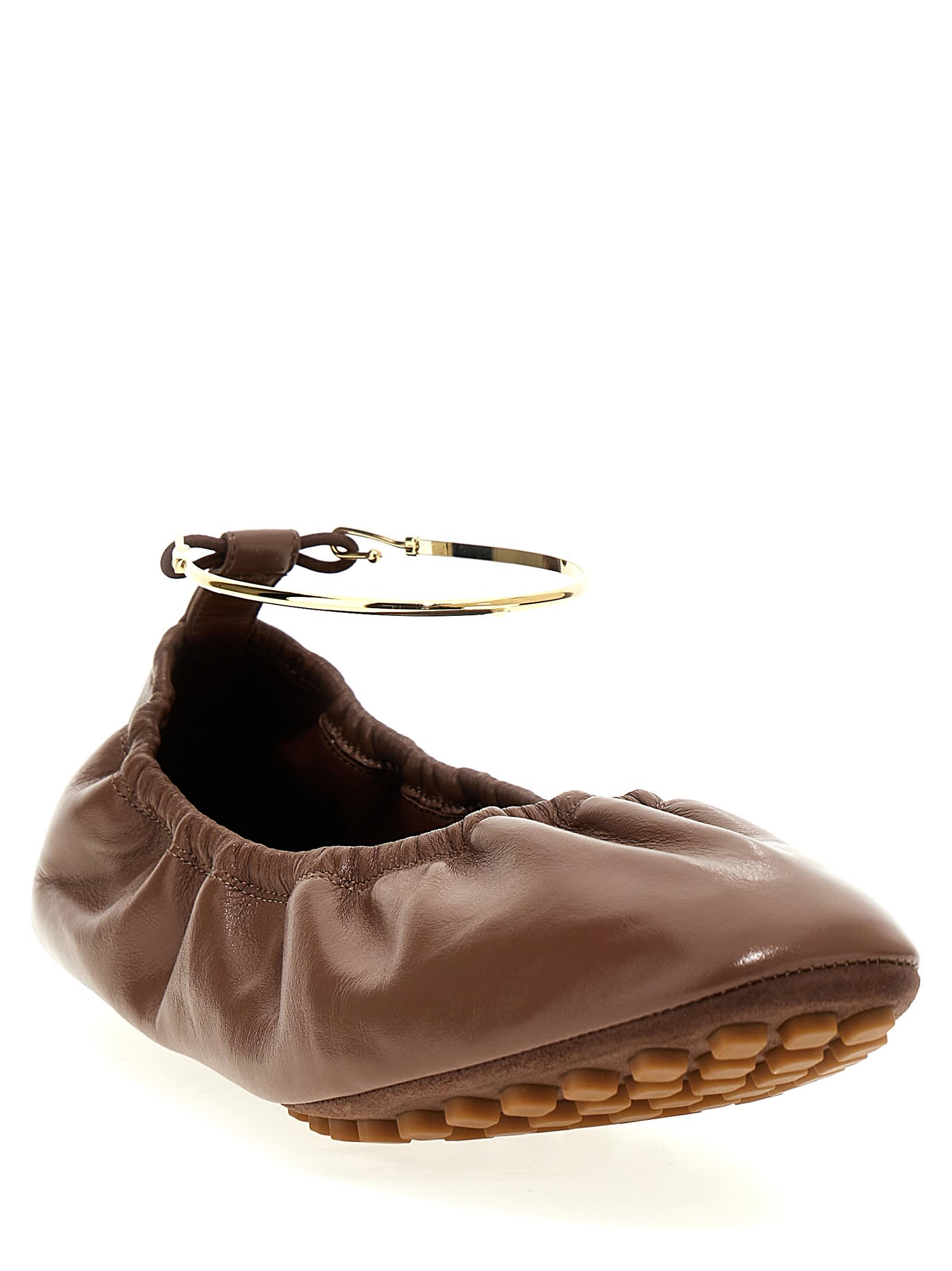 Shop Fendi Filo Ballet Flats In Brown