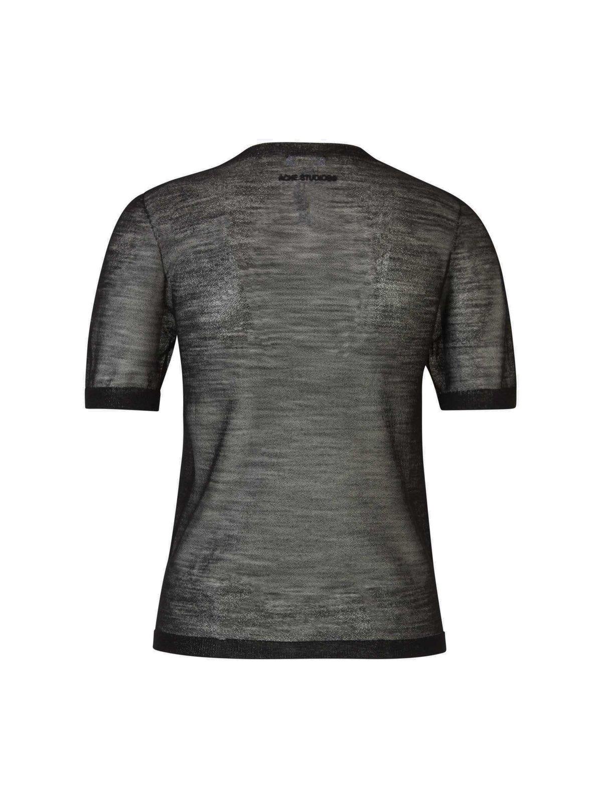 Shop Acne Studios Short Sleeved Sheer Knitted T-shirt In Black