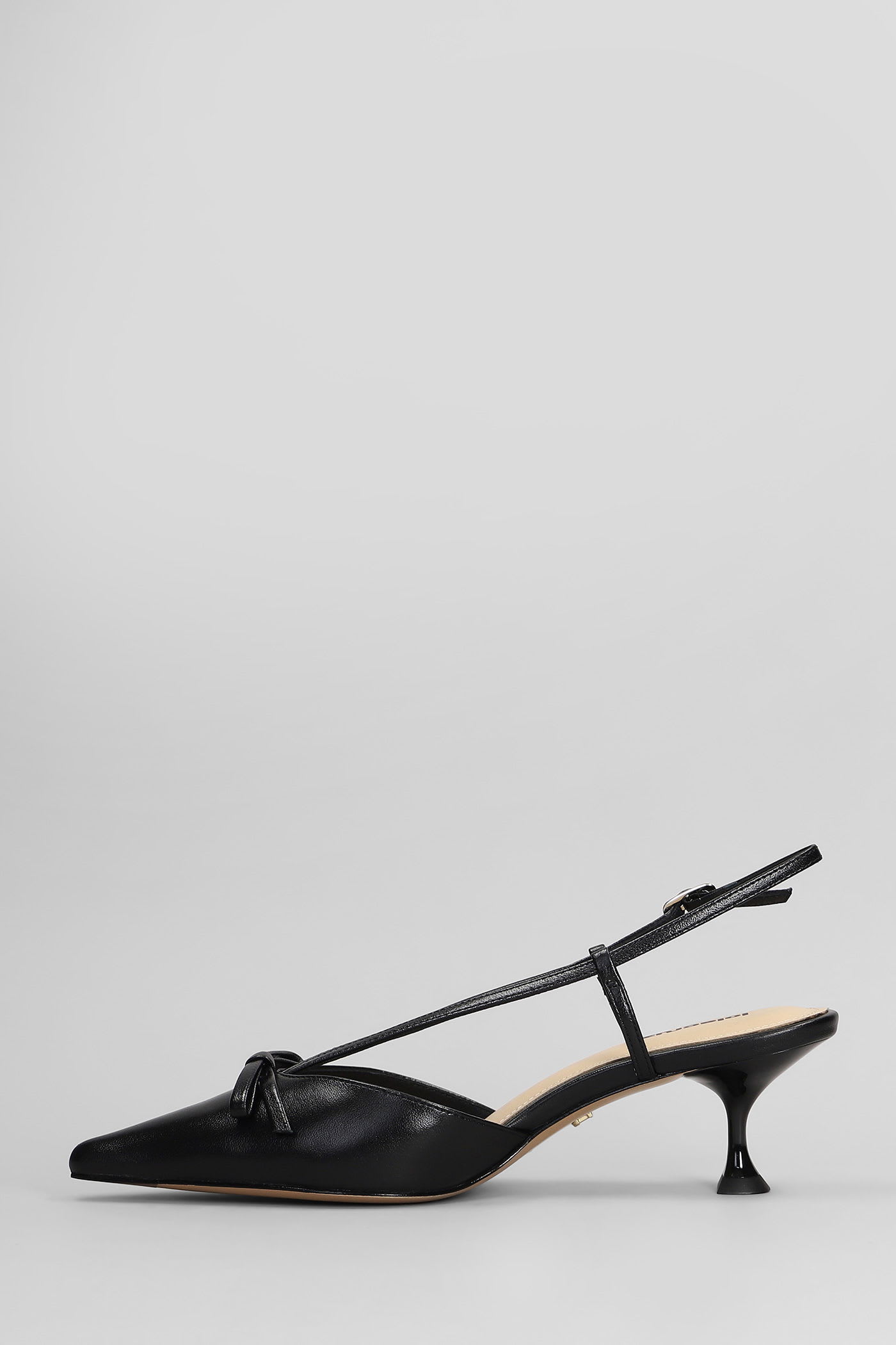 Lola Cruz Satina Heel 55 Pumps In Black Leather In Black