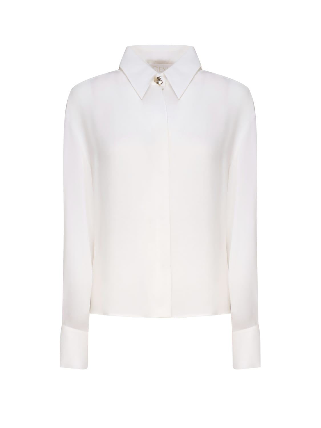 Genny Shirt With Golden Button Collar In White