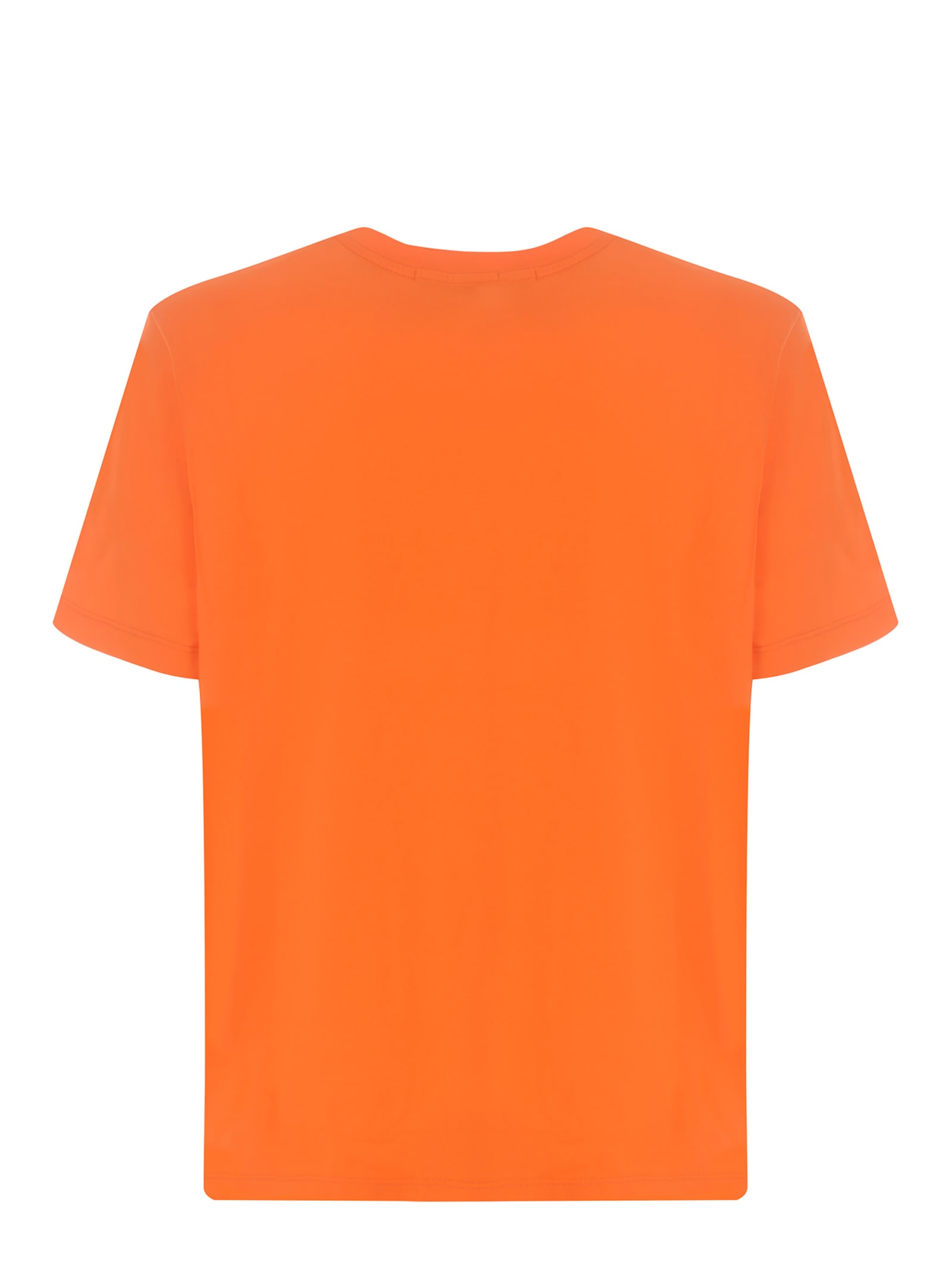 Msgm Logo Crew Neck T-shirt In Orange