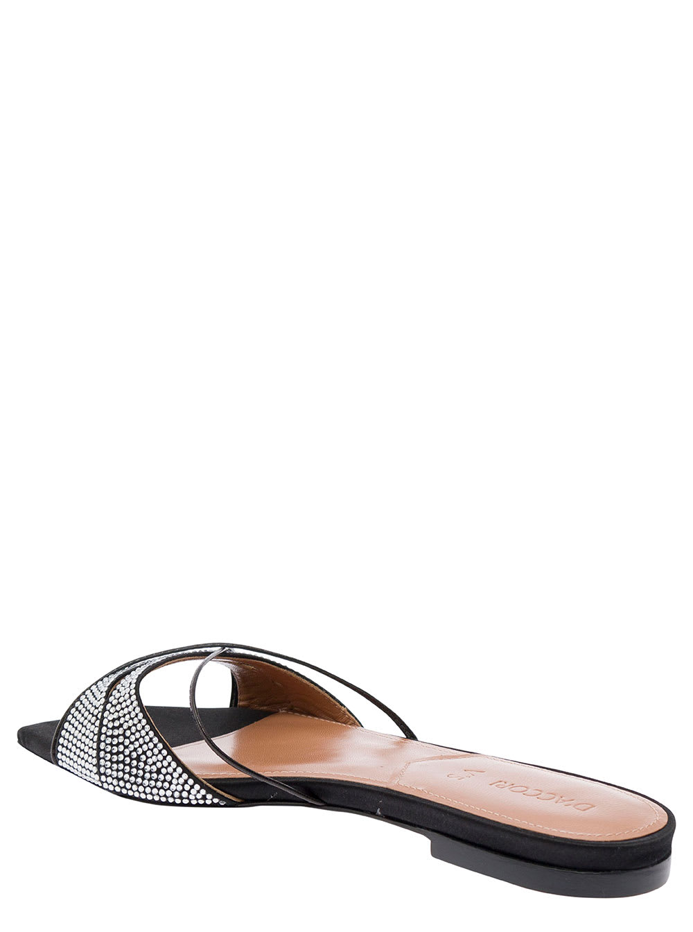 D’accori Lust Embellished Satin Slides In Black