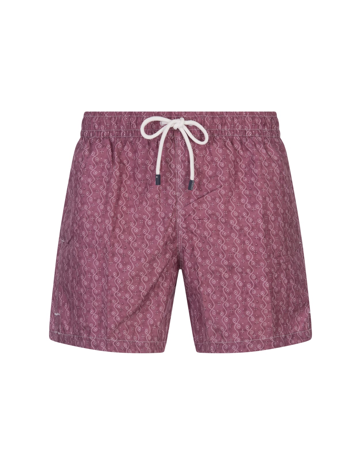 Shop Fedeli Burgundy Swim Shorts With Dolphins Pattern In Red