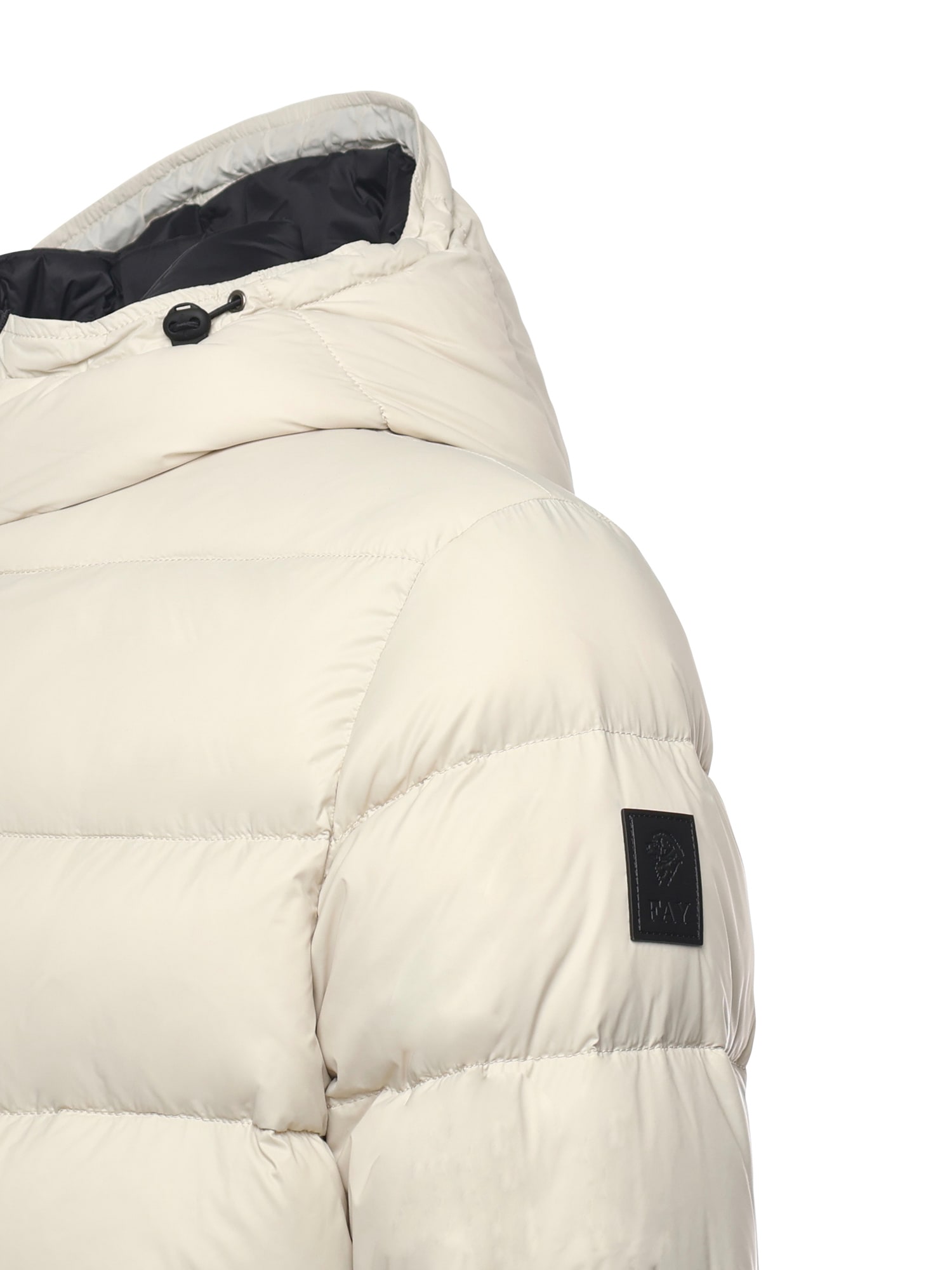 Fay Double-front Down Jacket In Calendered Poplin In Neutral
