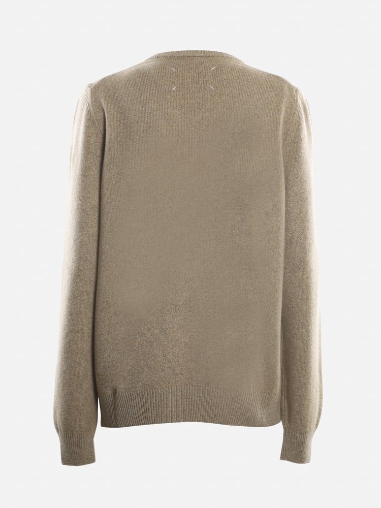 Shop Maison Margiela Wool And Cashmere Sweater With Contrasting Insert In Beige