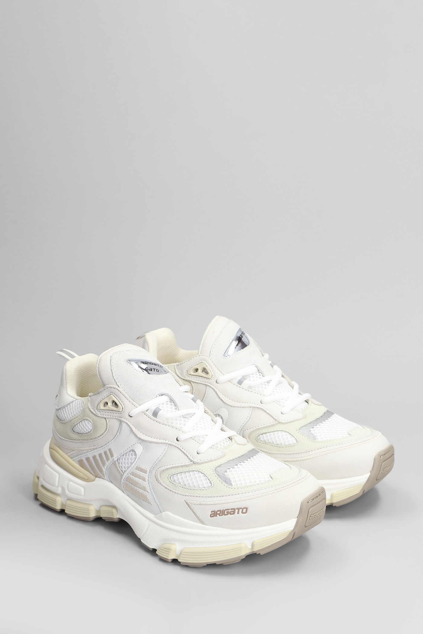 Axel Arigato Sphere Runner Sneakers In Grey Leather And Fabric In Neutral
