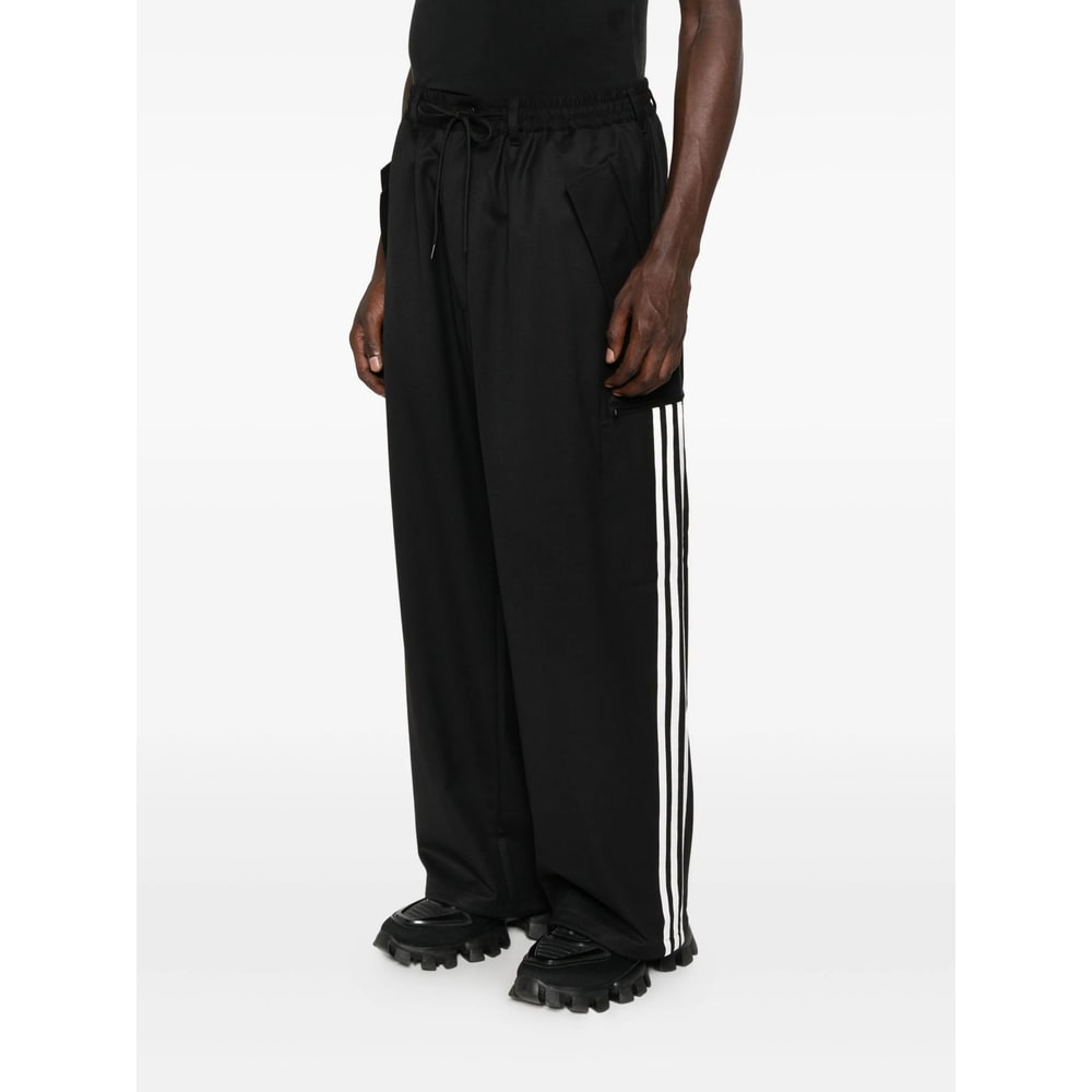 Y-3 Striped-pattern Elasticised Trousers In Black