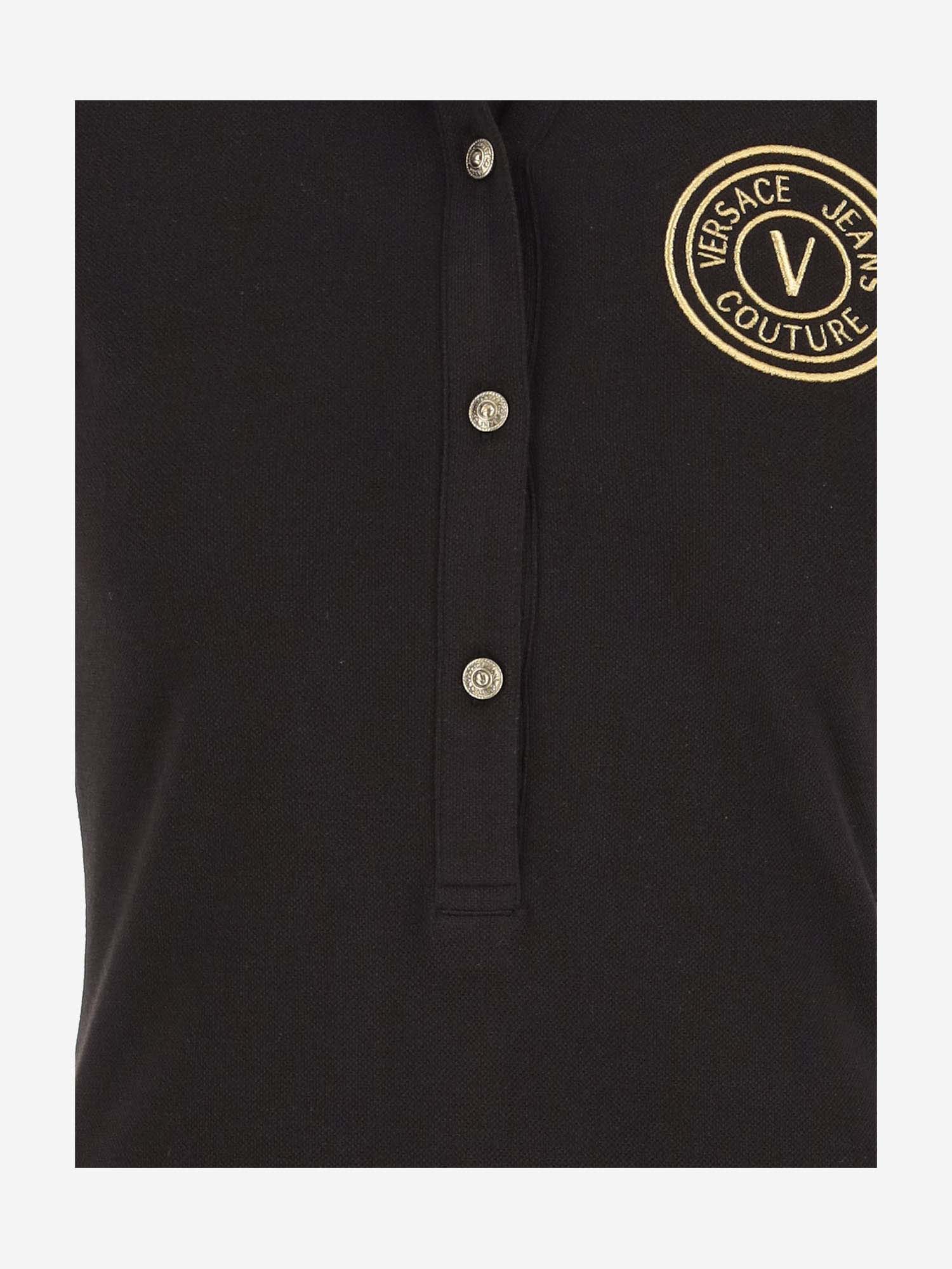 Versace Jeans Couture Vembl Small Embro Dress Cotton Piquet In Black