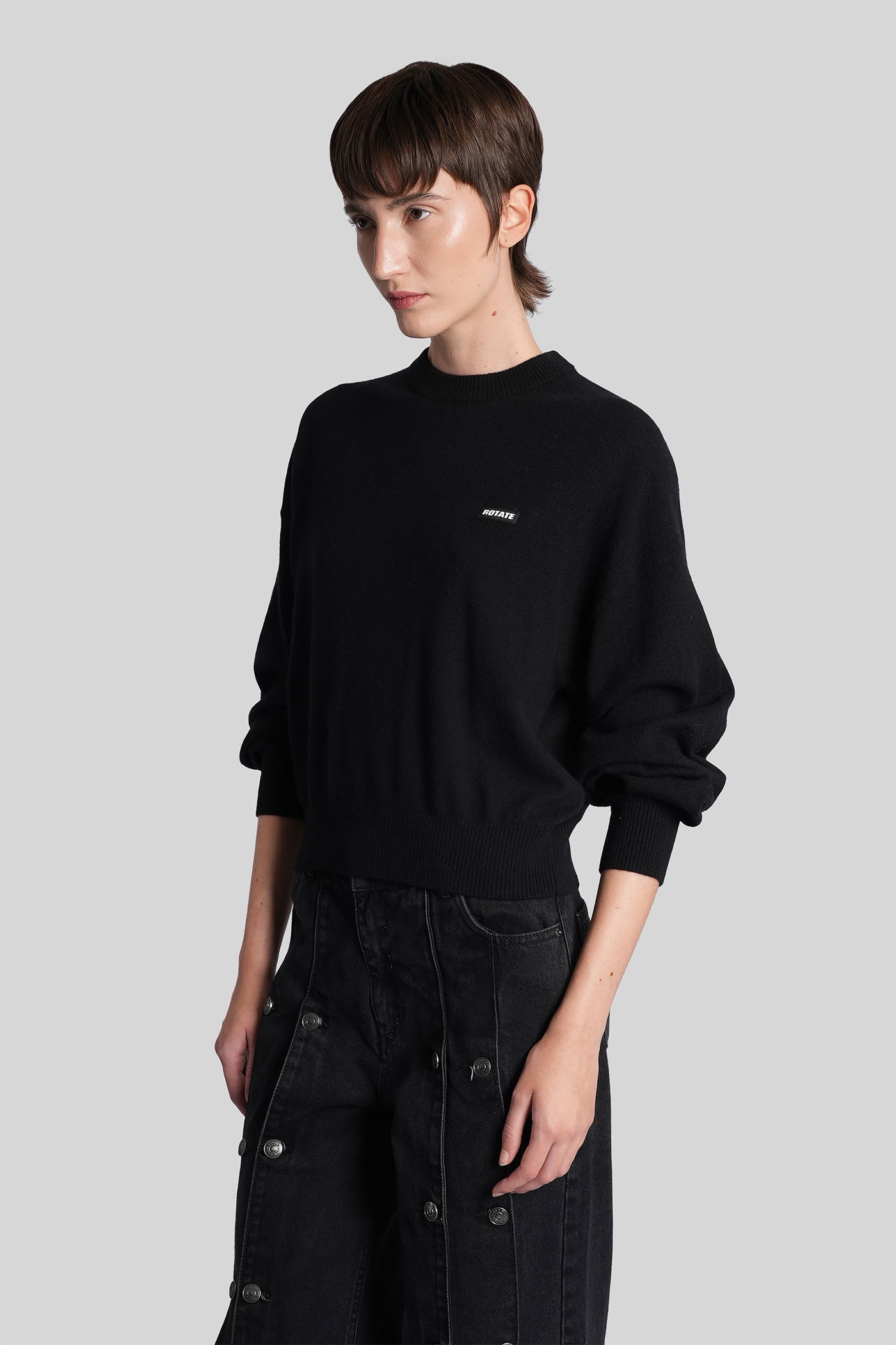 Rotate Birger Christensen Rotate Birgerchristensen Lightweight Jersey With Logo In Black