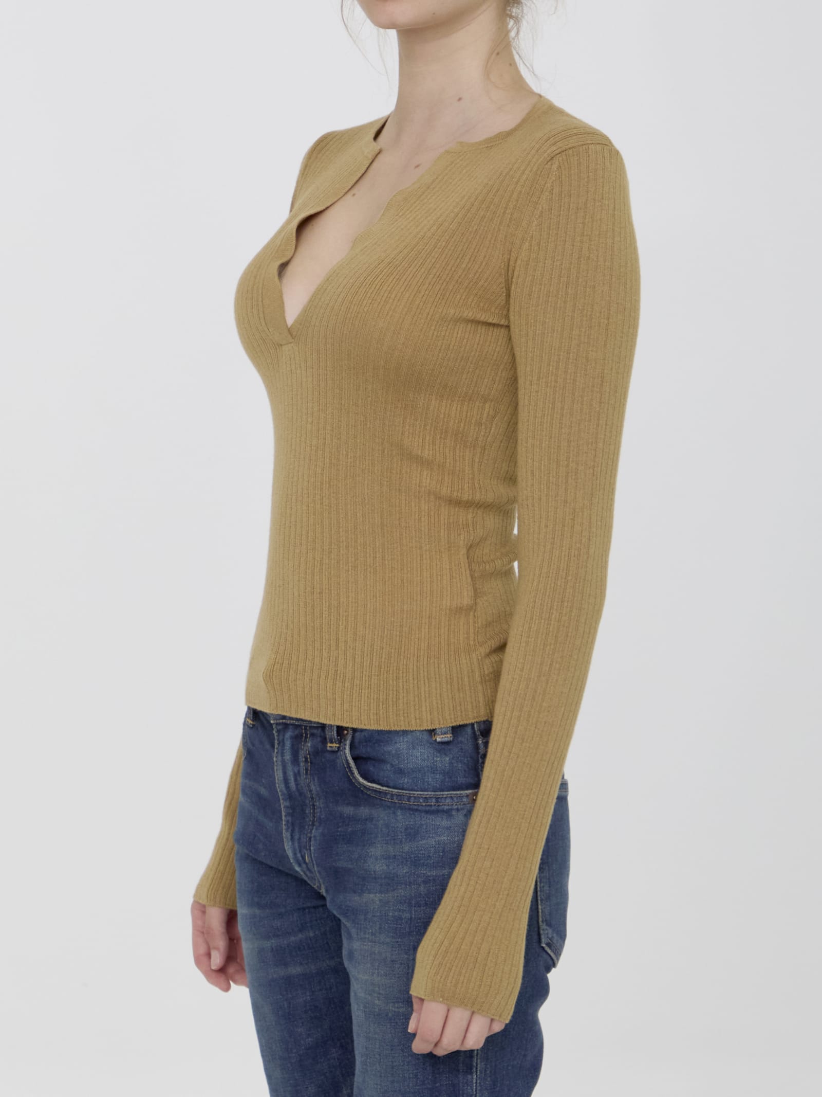 Shop Max Mara Urlo Top In Beige