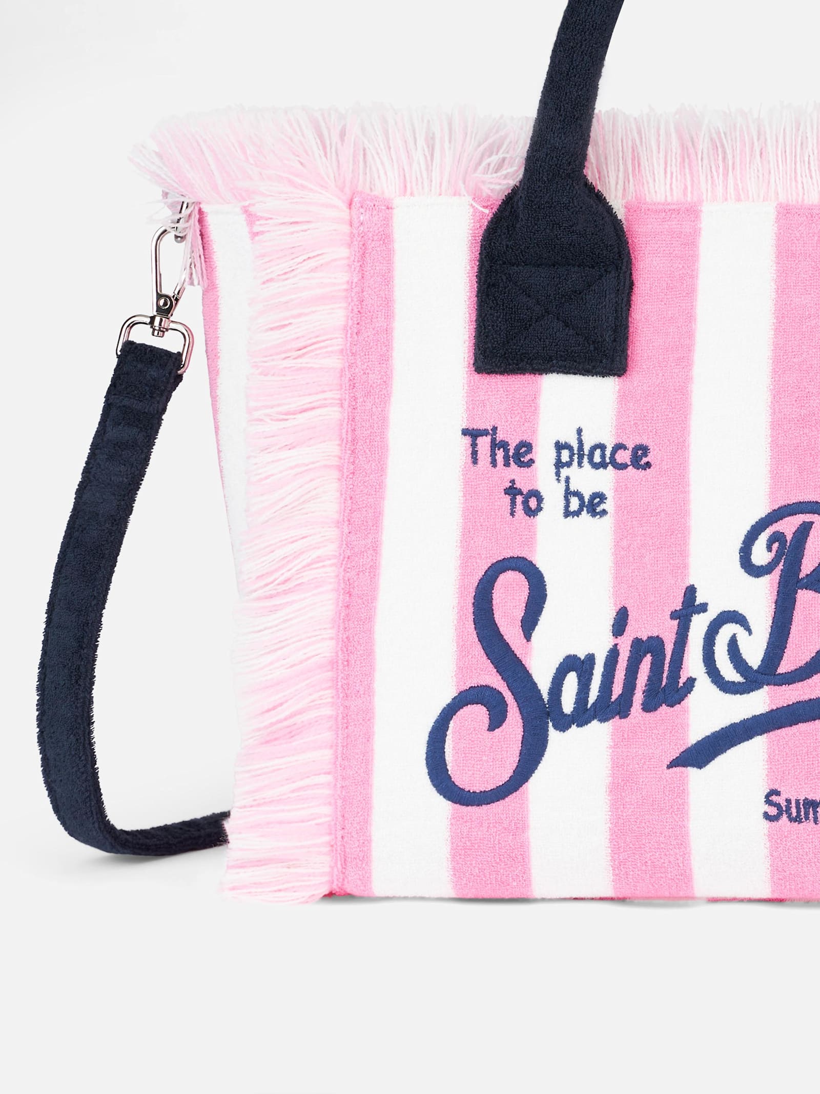 Mc2 Saint Barth Terry Striped Colette Sponge Handbag In Pink