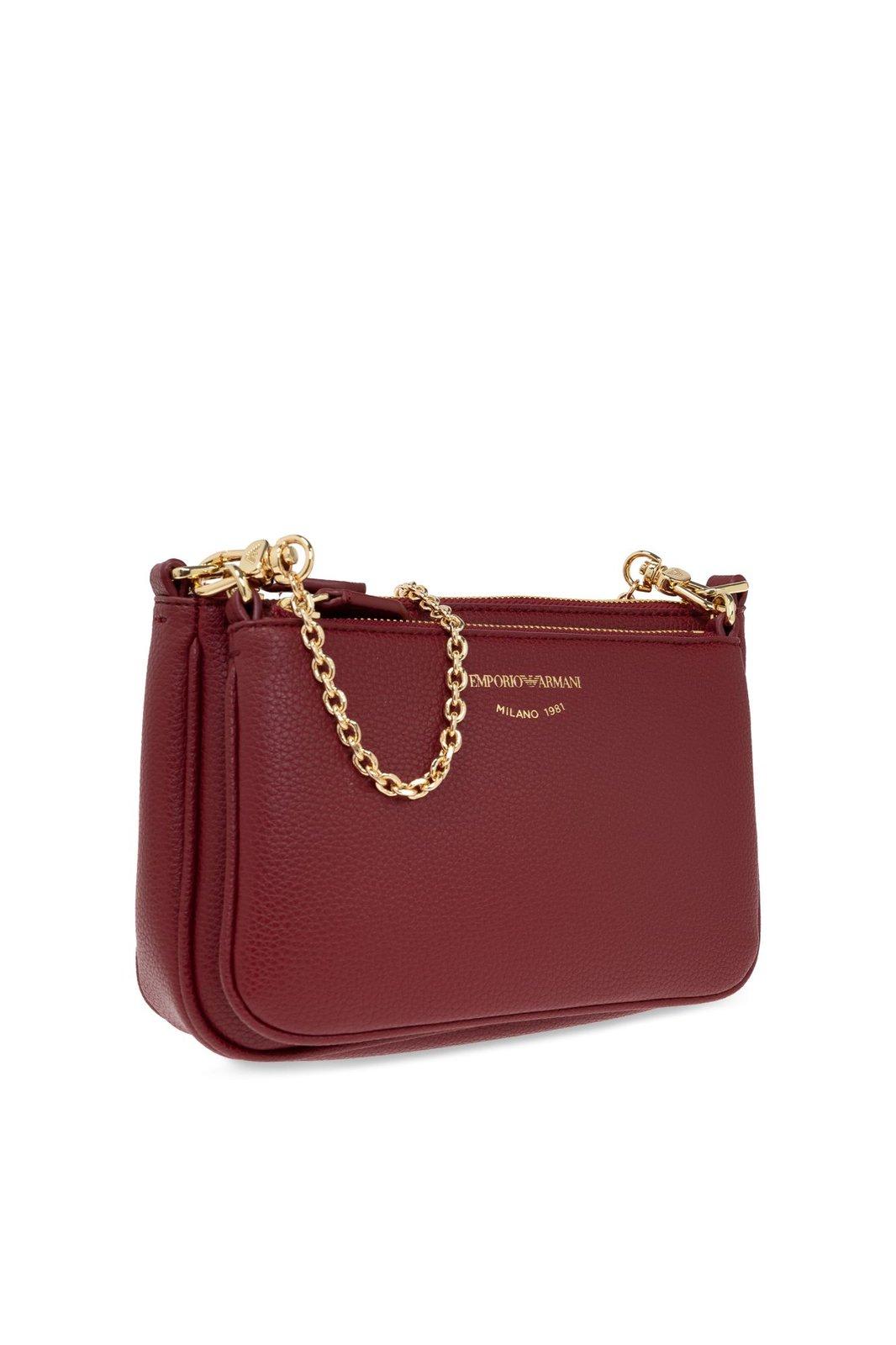 Shop Emporio Armani Shoulder Bag With Logo In Vino/tempesta