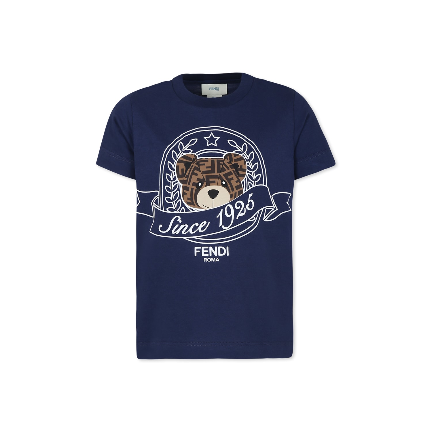 Fendi Blue T-shirt For Kids With  Bear