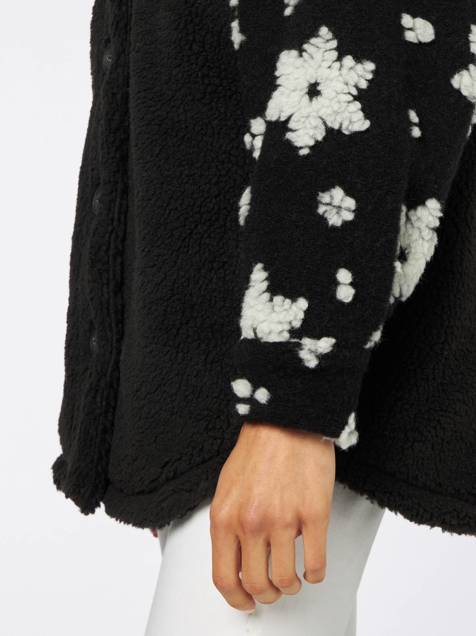 MC2 SAINT BARTH WOMAN SHERPA OVERSHIRT WITH SNOW FLAKES PRINT