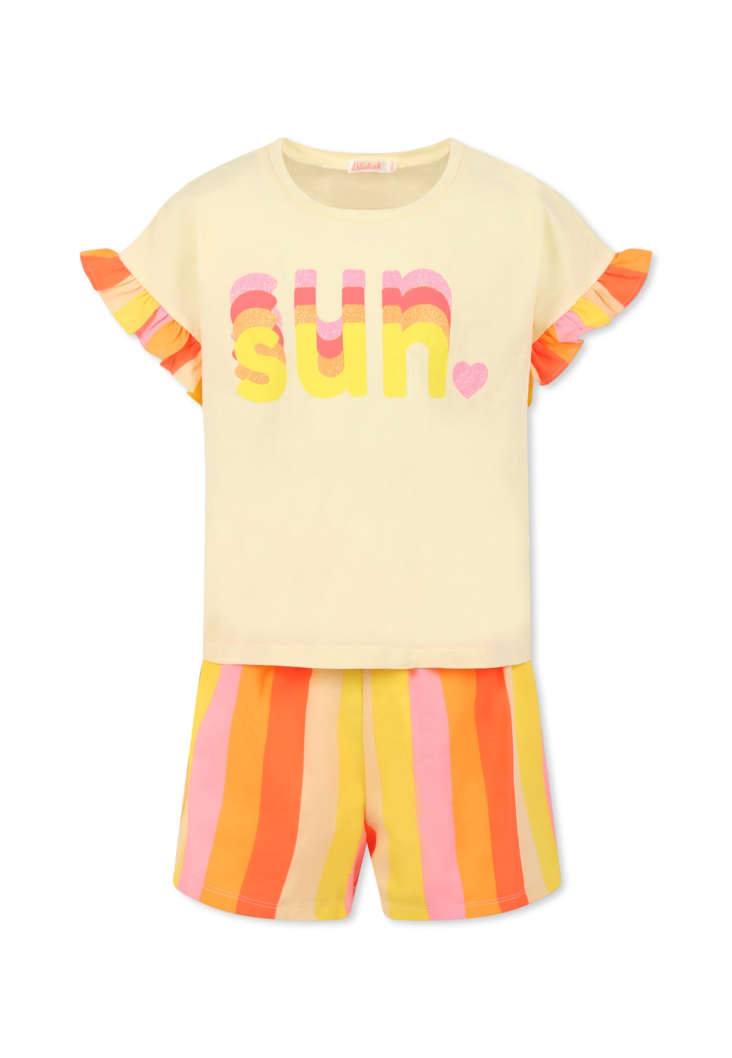 Billieblush Yellow Suit For Girl With Writing In Yellow