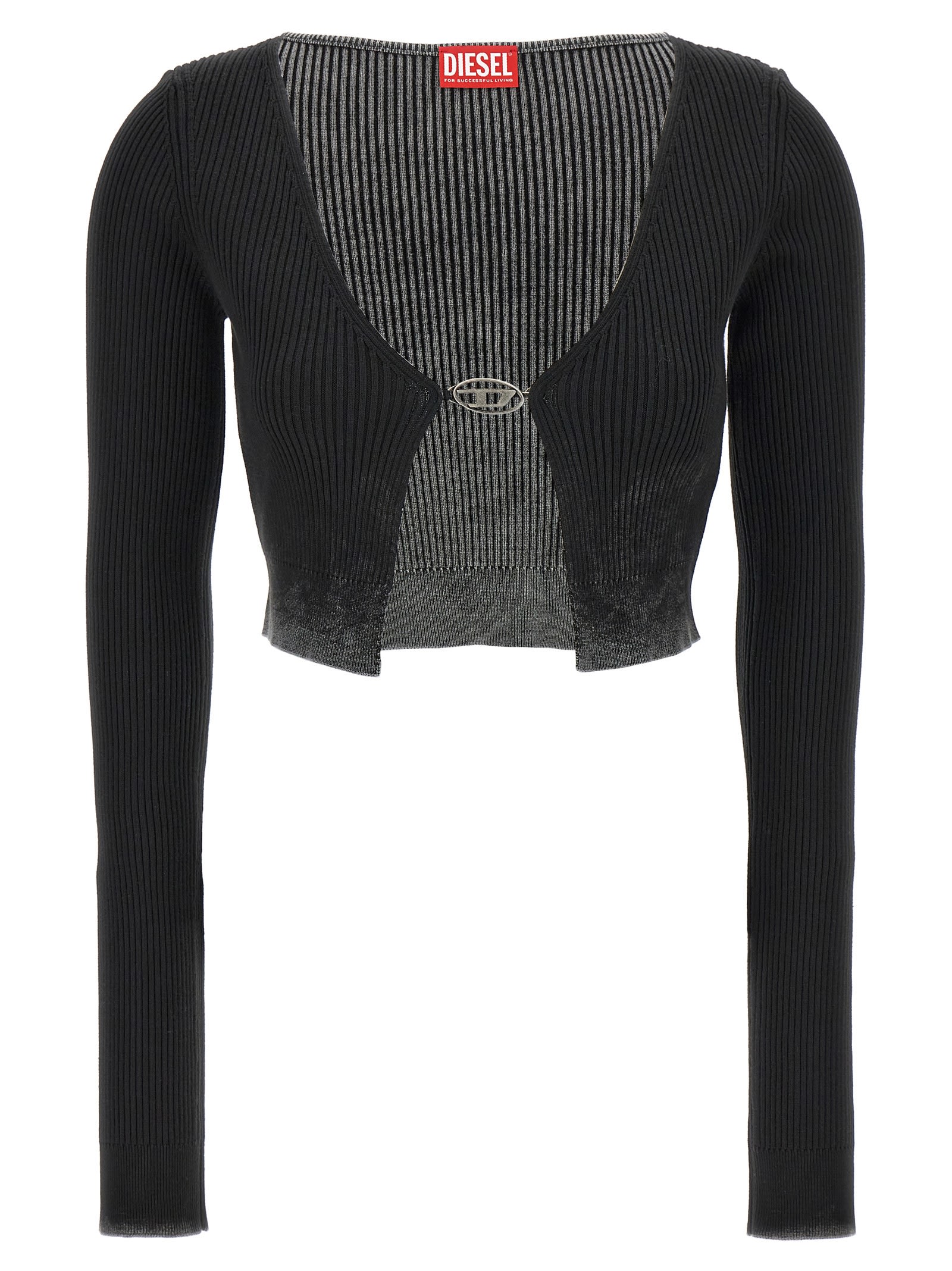 Shop Diesel M-latina Cropped Cardigan In Black