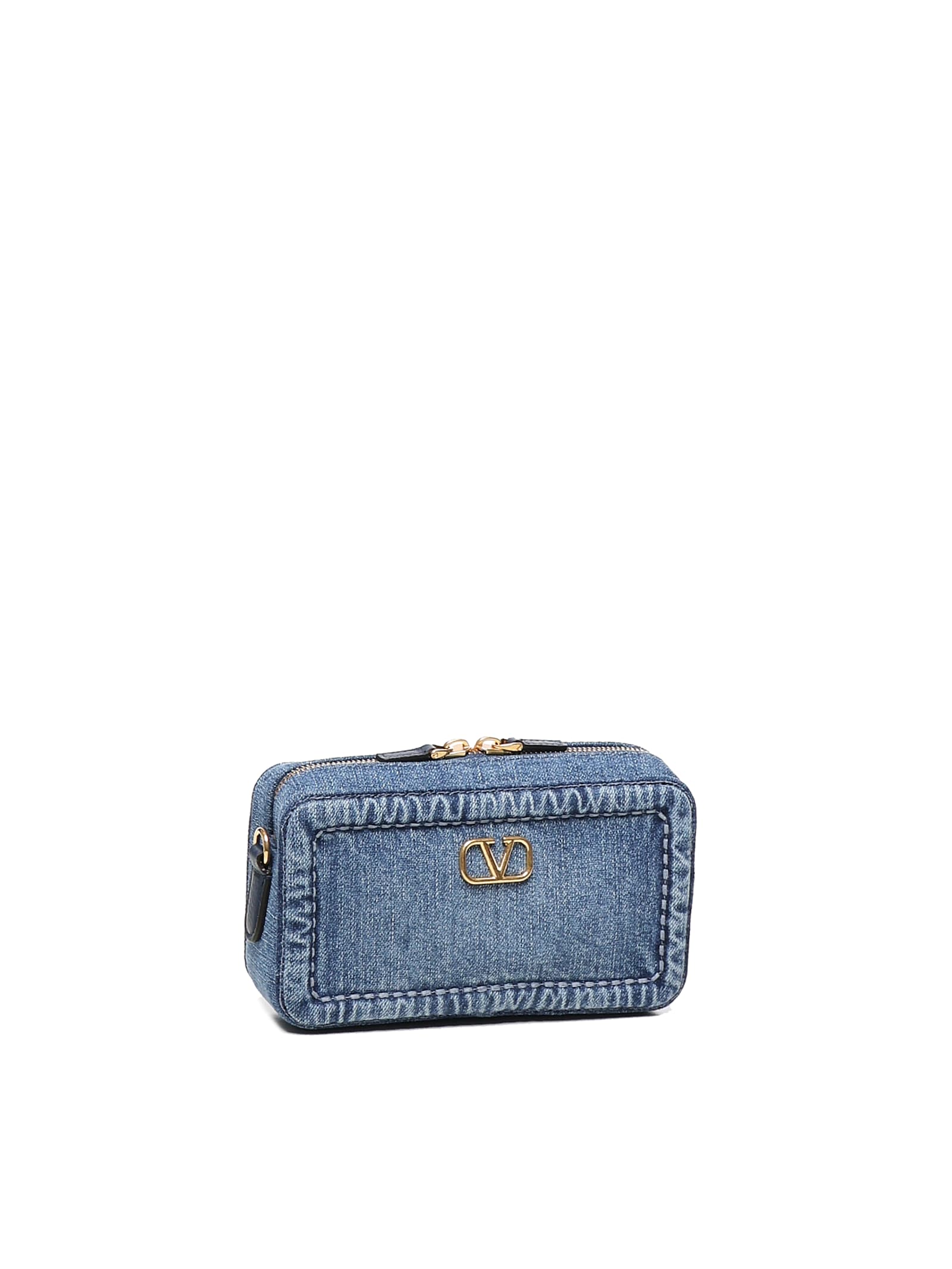Shop Valentino Alltime Mini Shoulder Bag In Denim