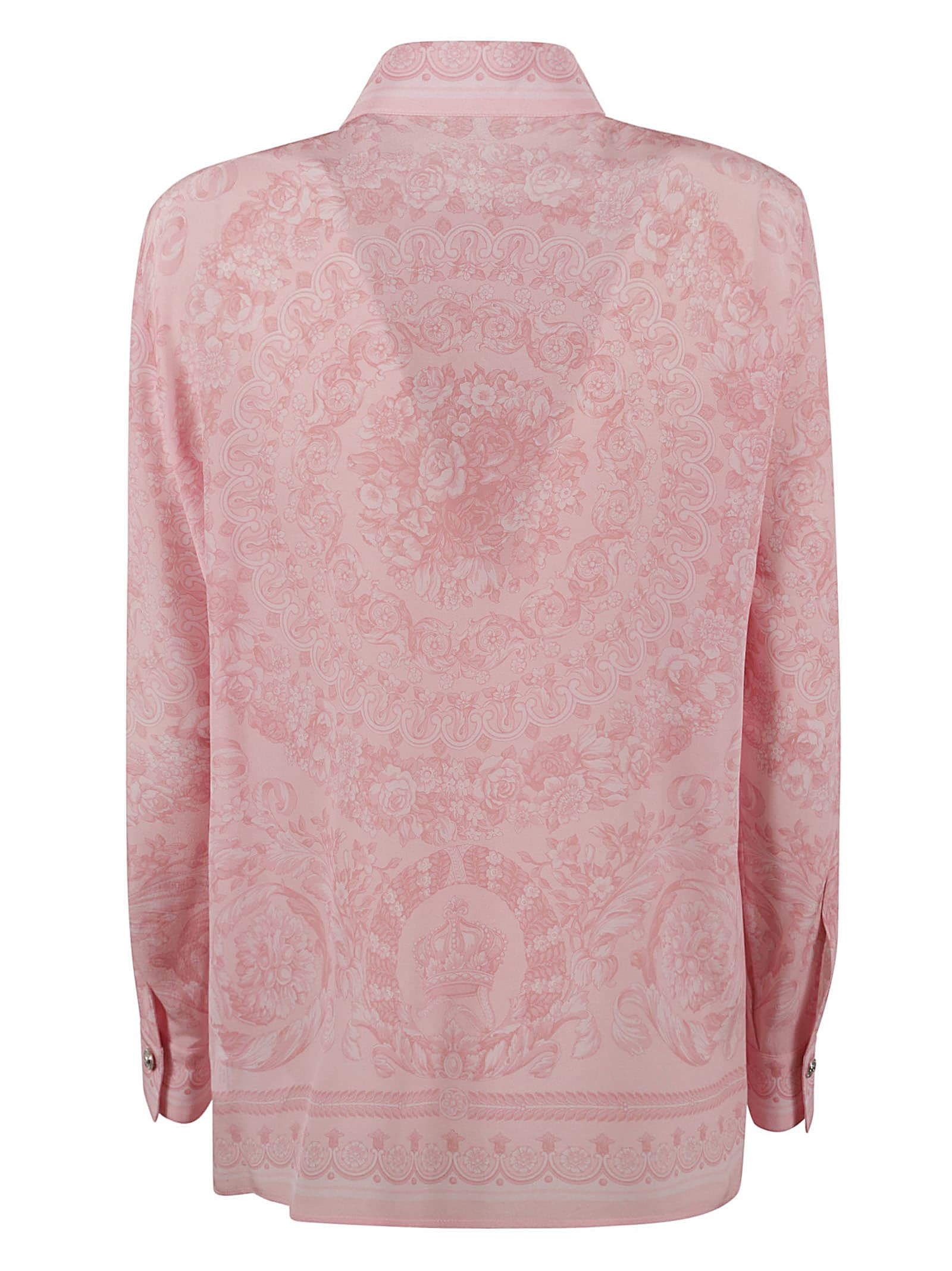 Shop Versace Formal Baroque Print Shirt In Pale Pink