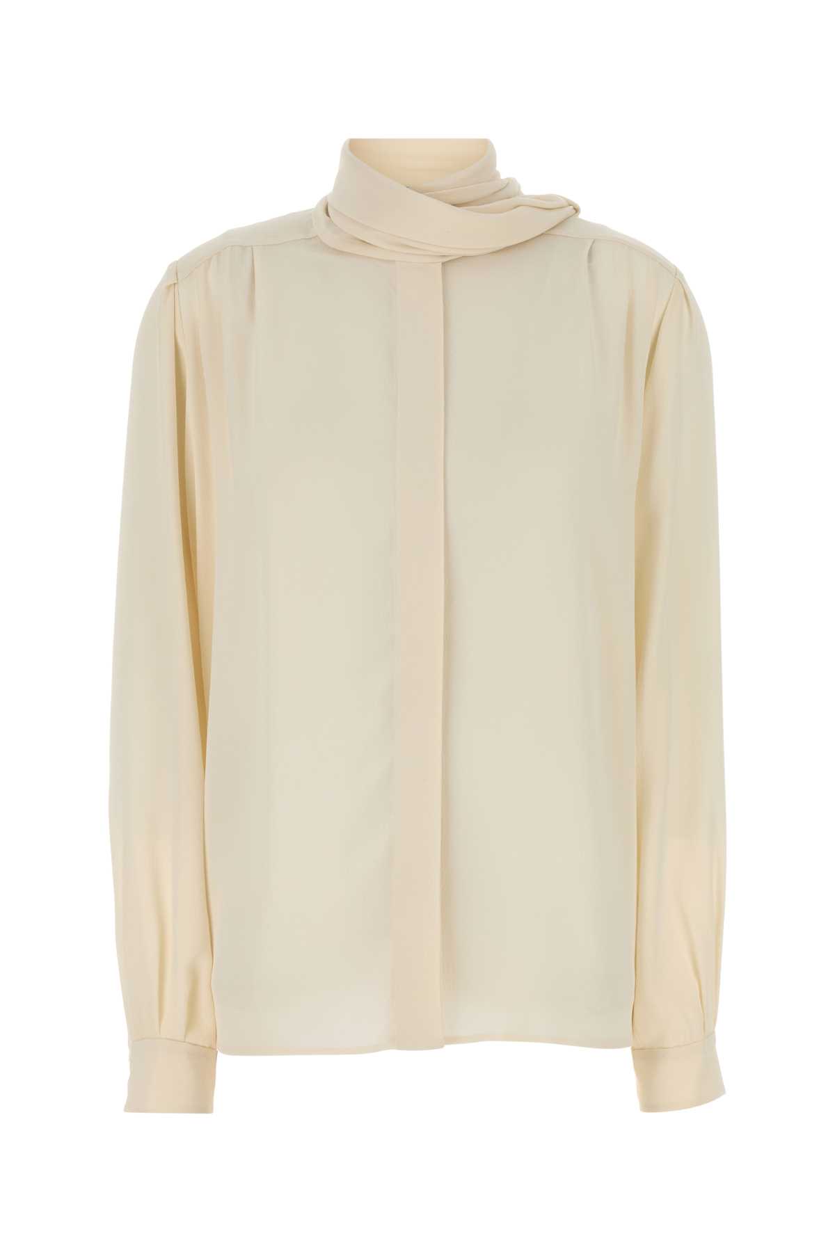 Prada Camicia In Seta Avorio Donna In White