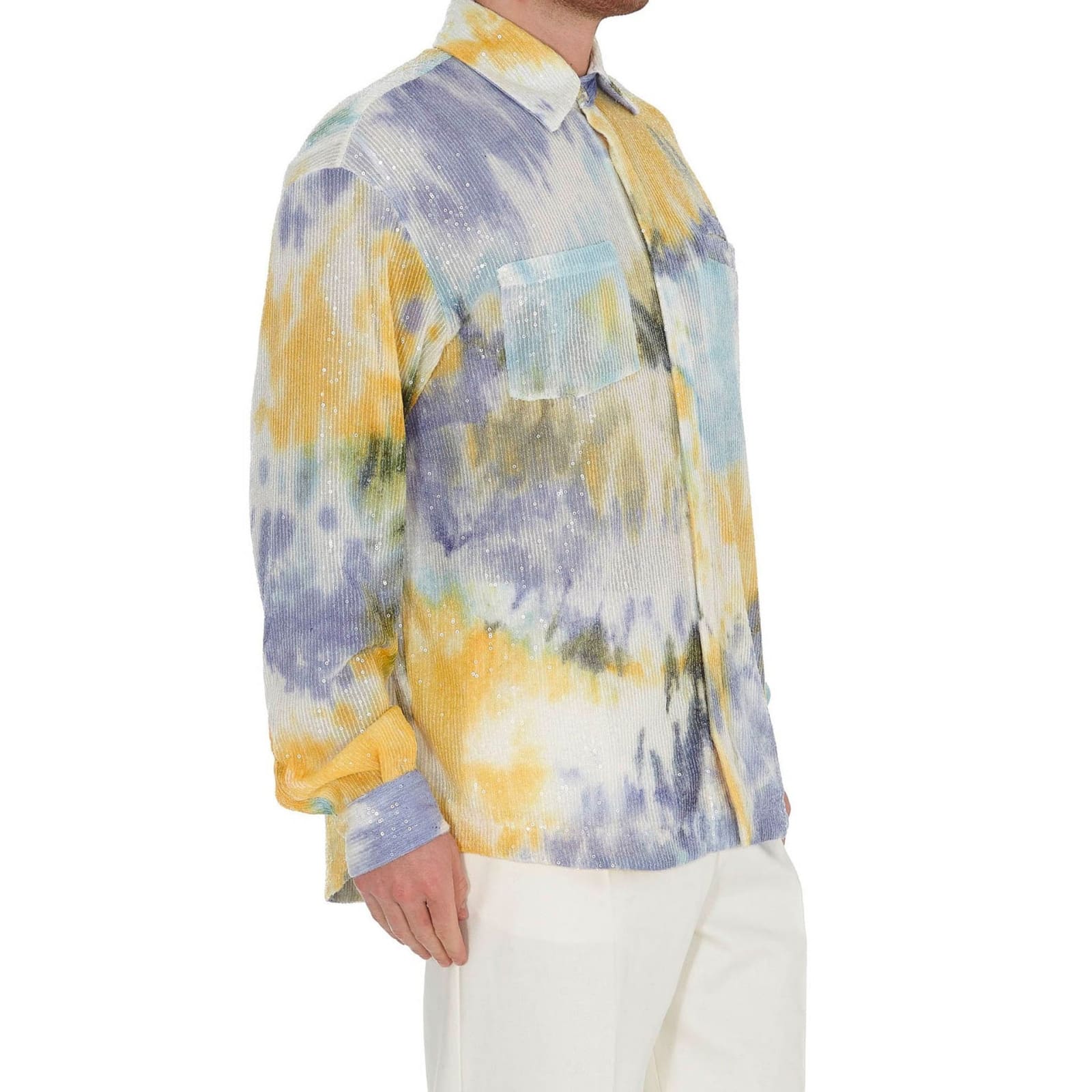 Shop Gcds Sequined Tie Dye Shirt In White