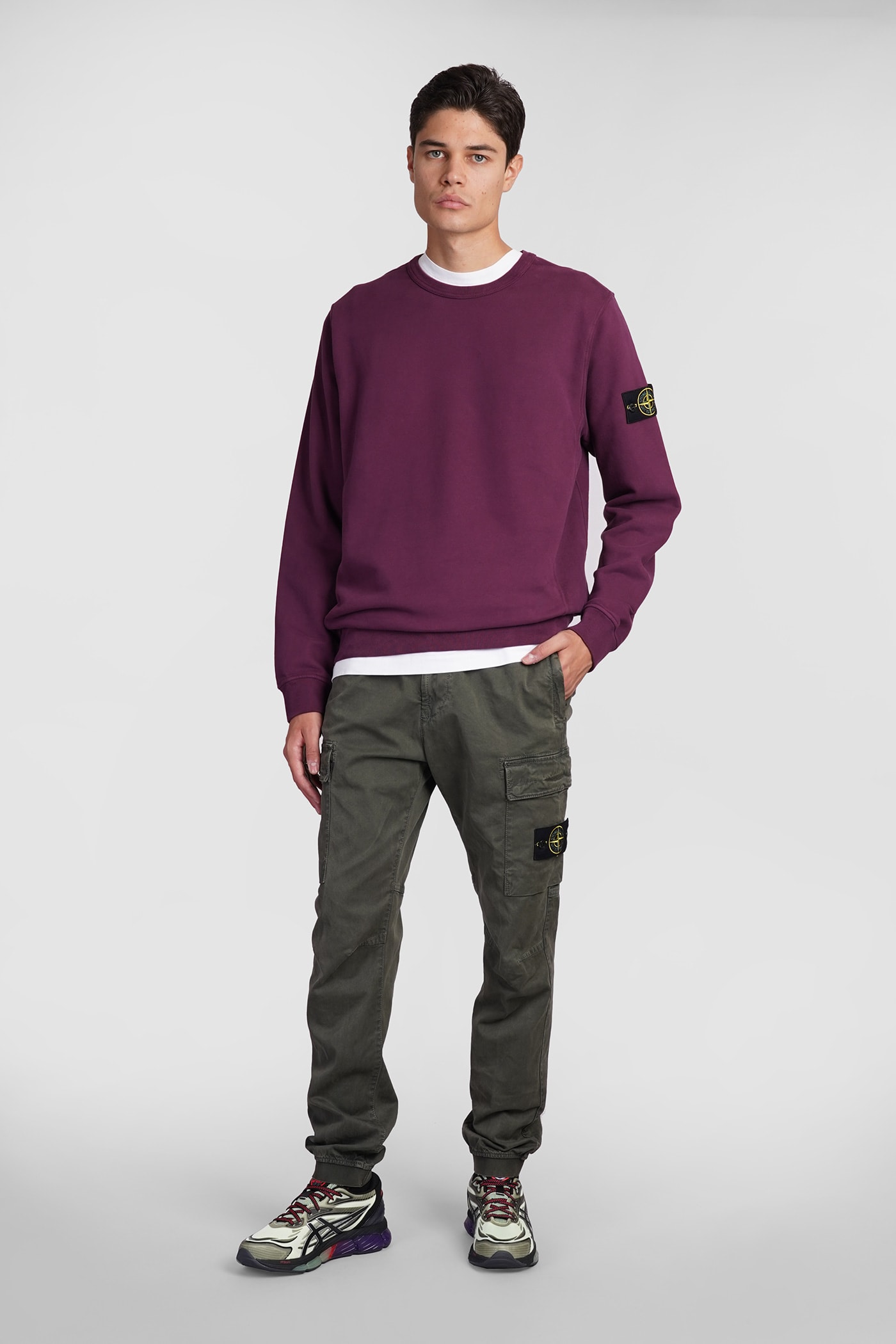 Shop Stone Island Sweatshirt In Viola Cotton